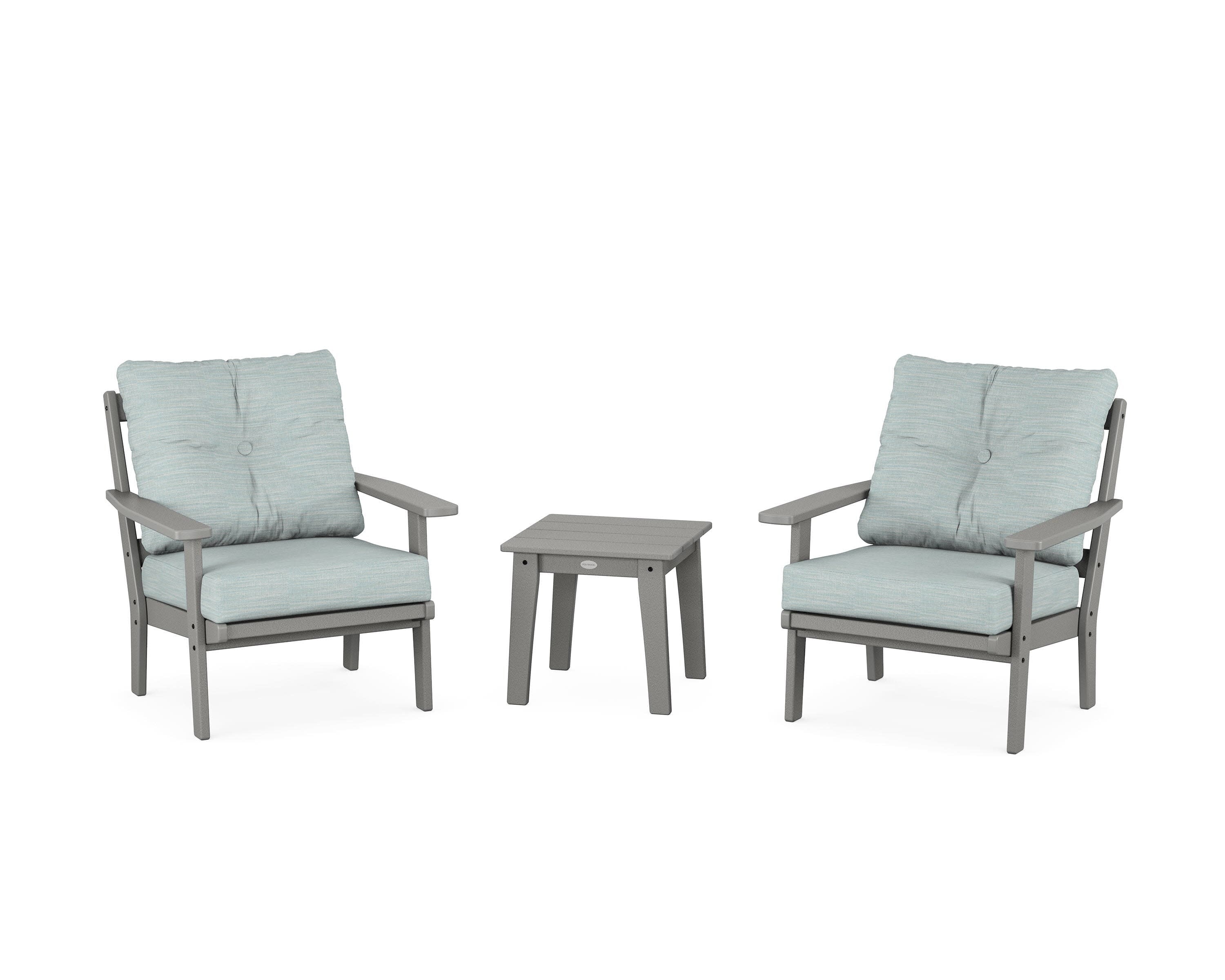 Prairie 3-Piece Deep Seating Set in Slate Grey / Soothe Mist