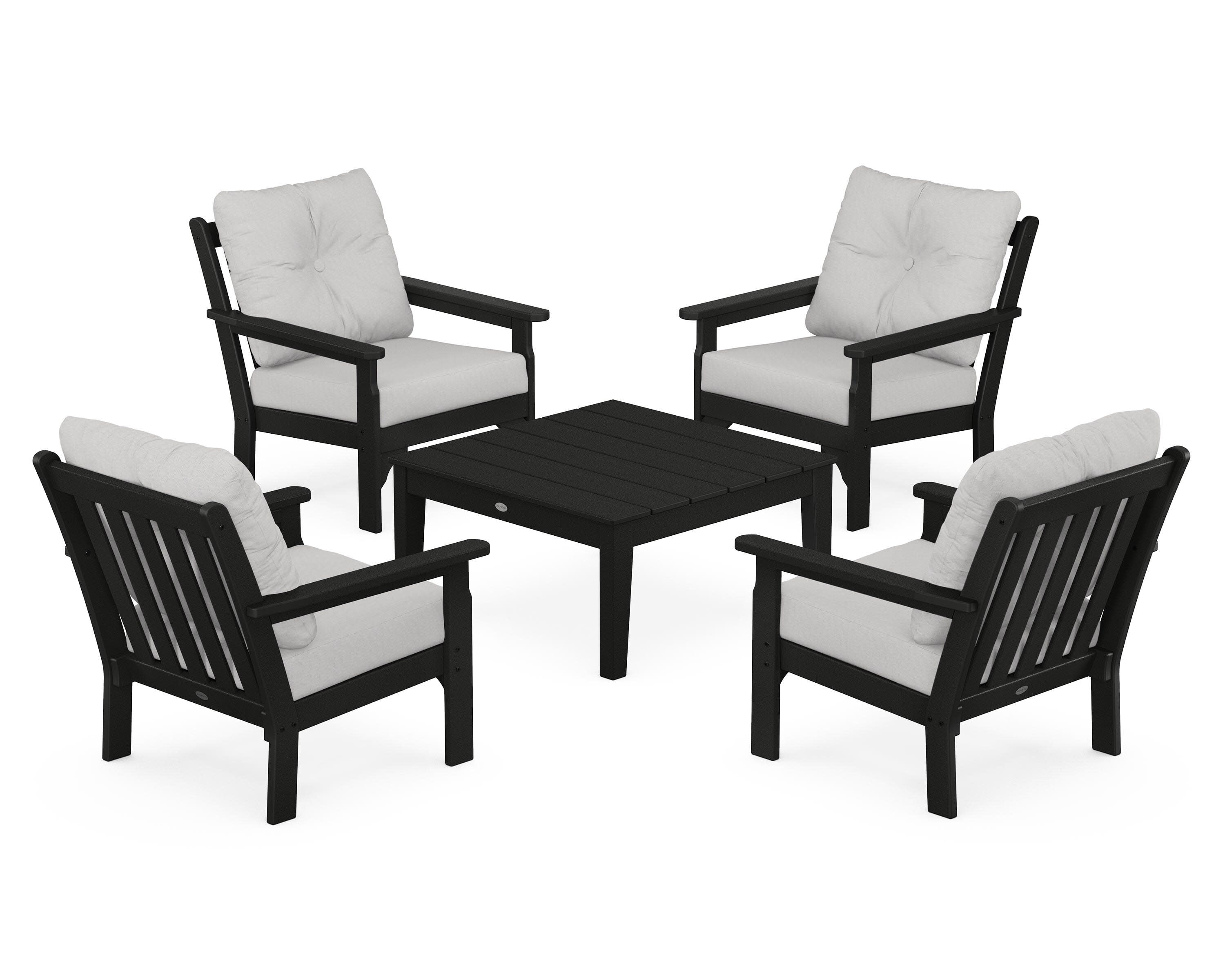 Vineyard 5-Piece Deep Seating Conversation Set in Black / Diamond in the Rough