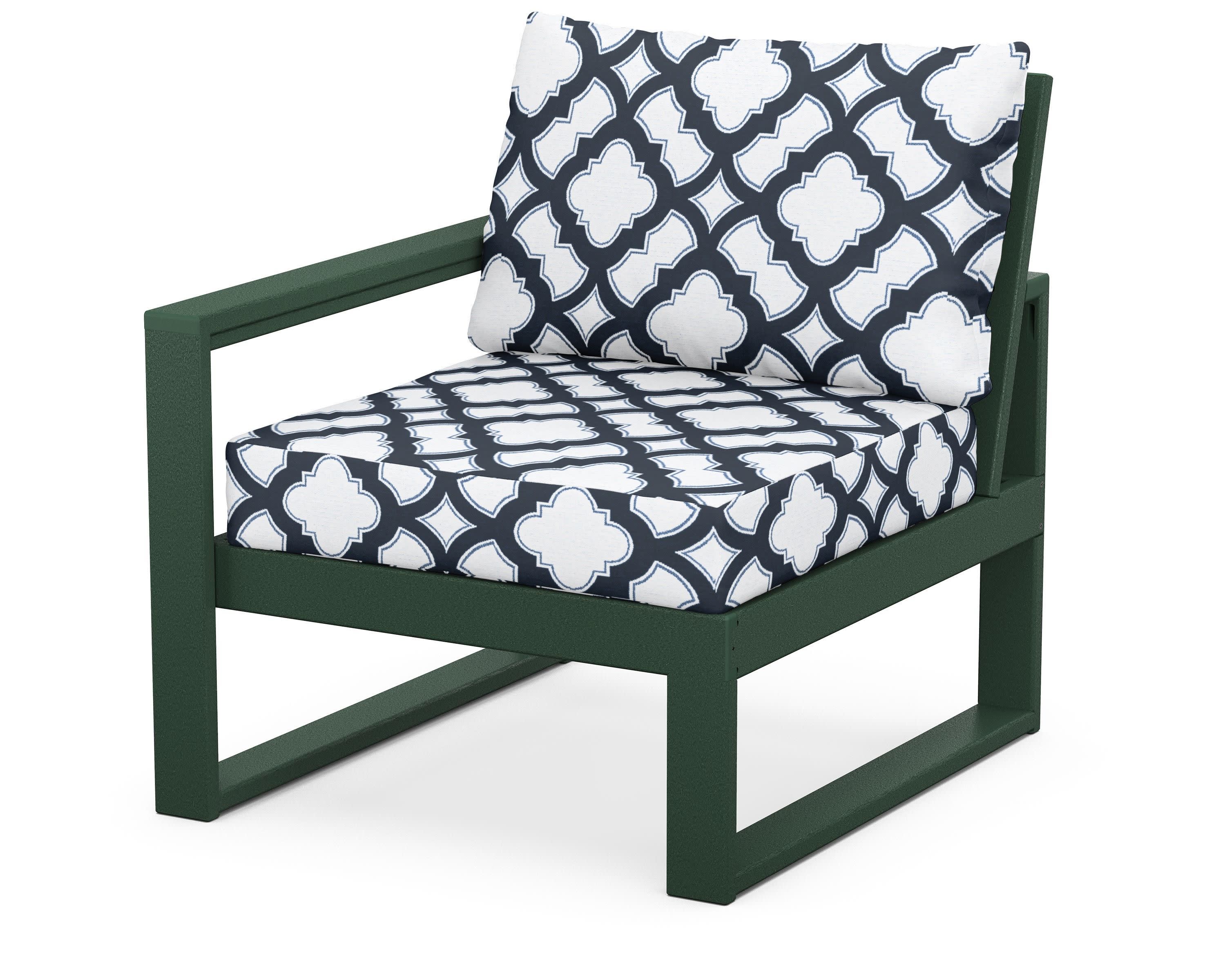 EDGE Modular Left Arm Chair in Green / Trellis Marine Indigo