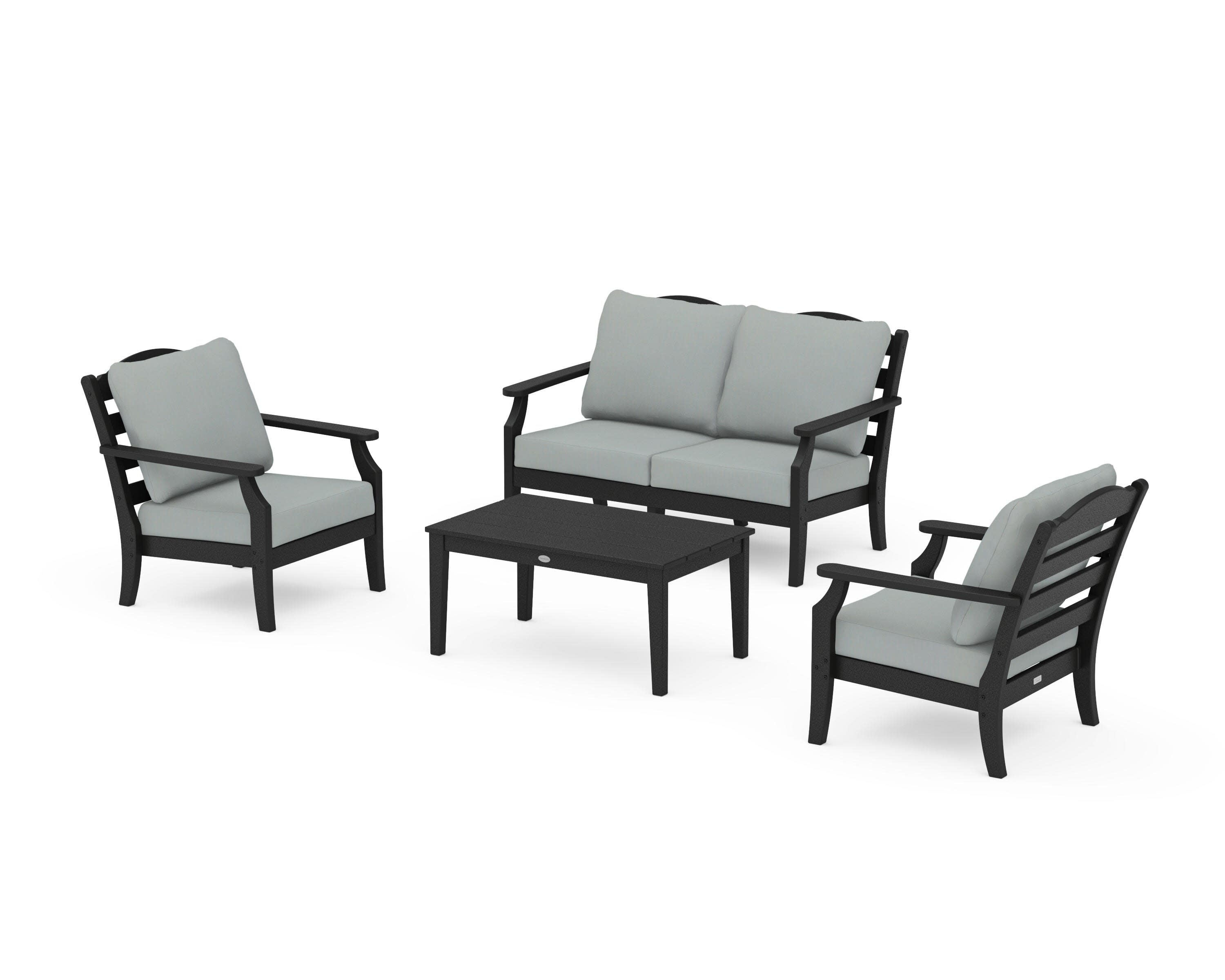 Savannah 4-Piece Deep Seating Set with Loveseat in Black / Spa