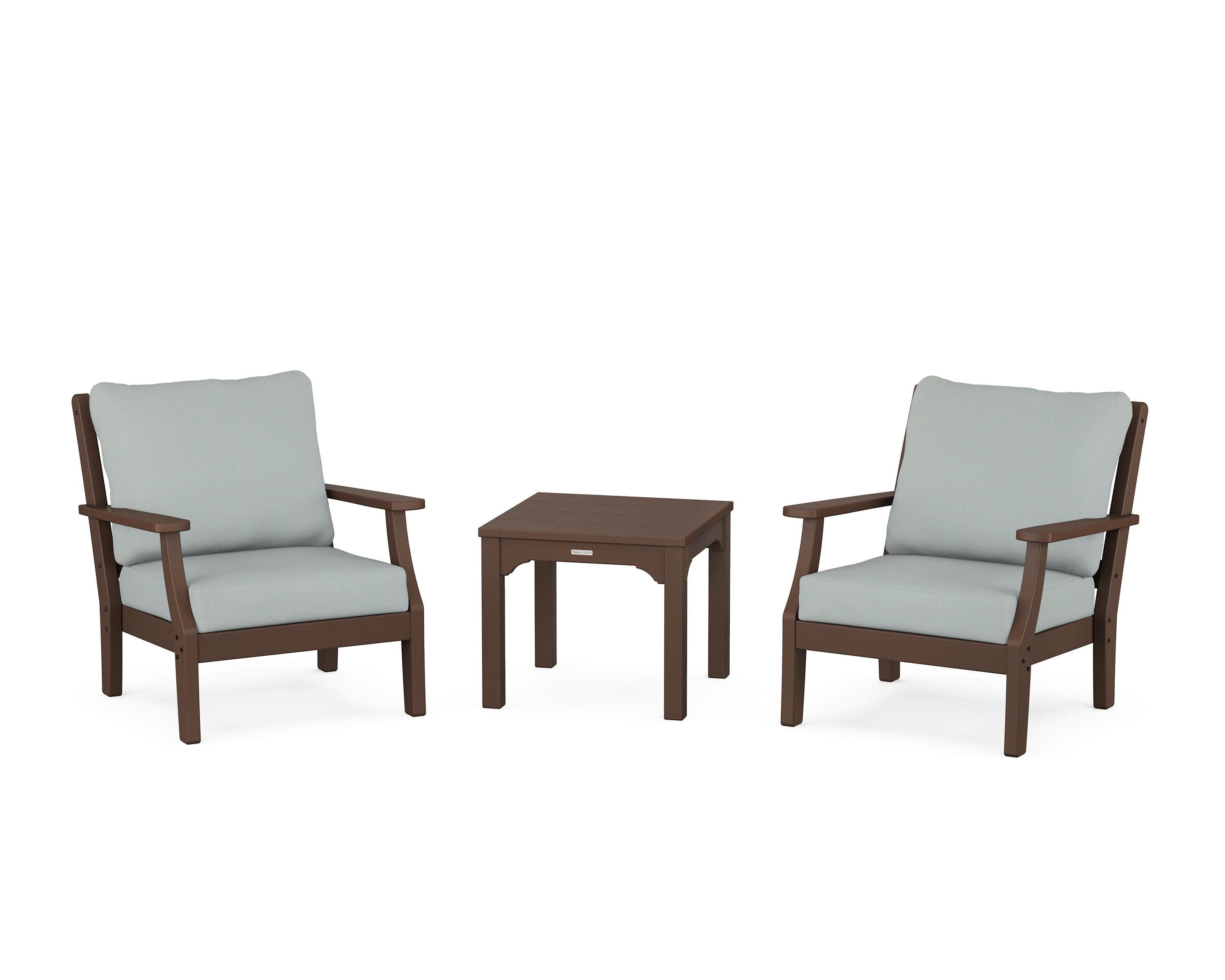 Chinoiserie 3-Piece Deep Seating Set in Mahogany / Spa
