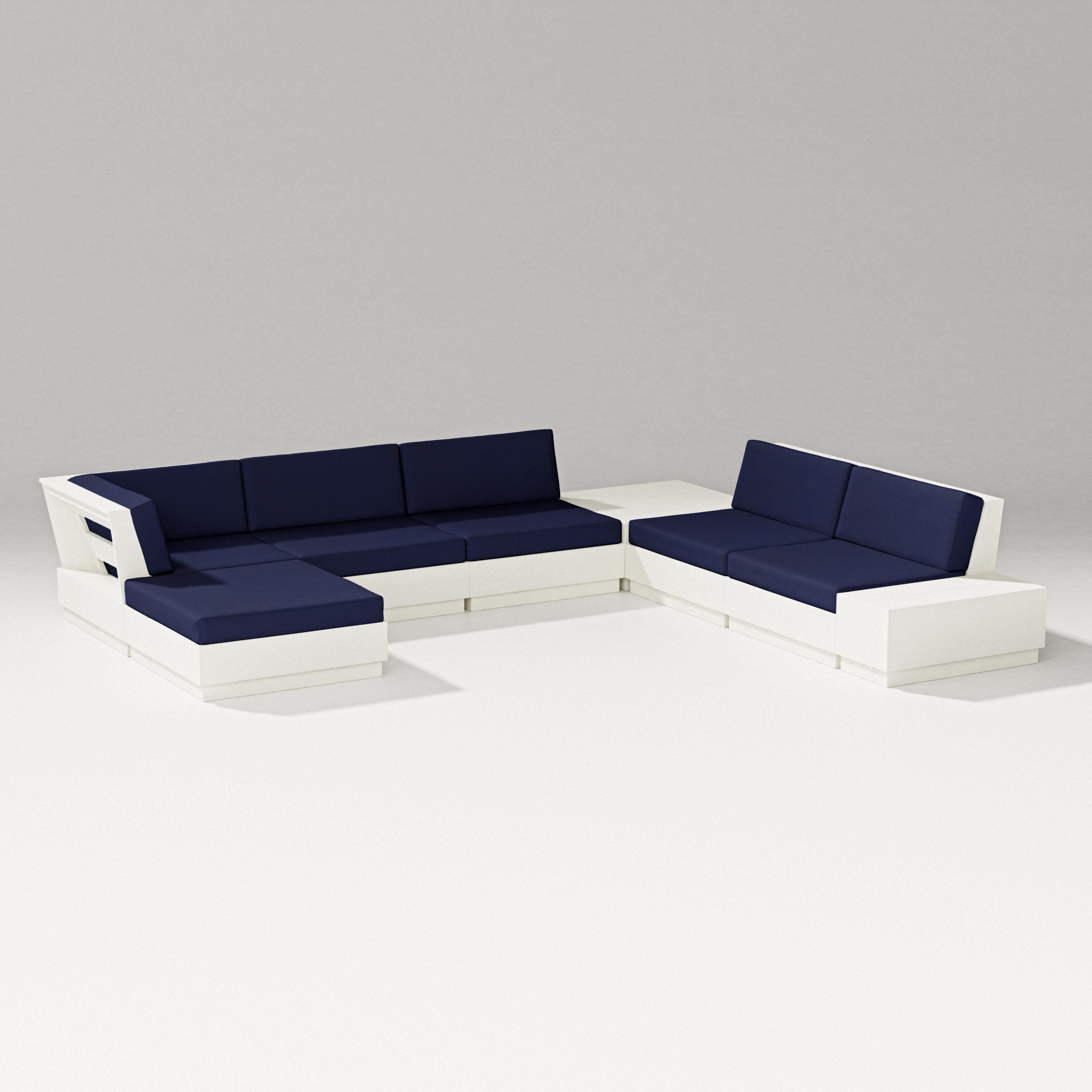 Elevate 8-Piece Corner Sectional in Vintage White / Navy