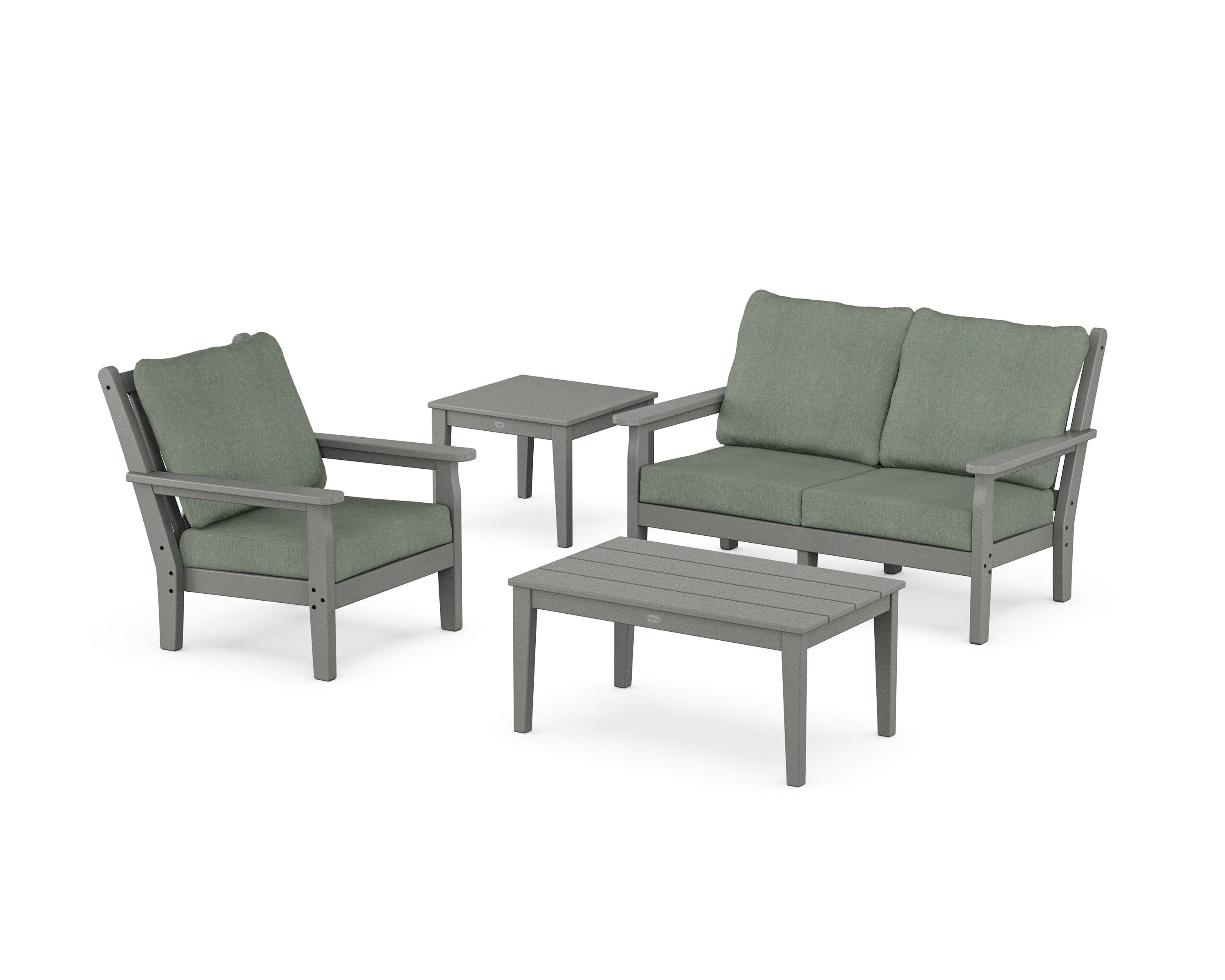 Chippendale 4-Piece Deep Seating Set in Slate Grey / Cast Sage