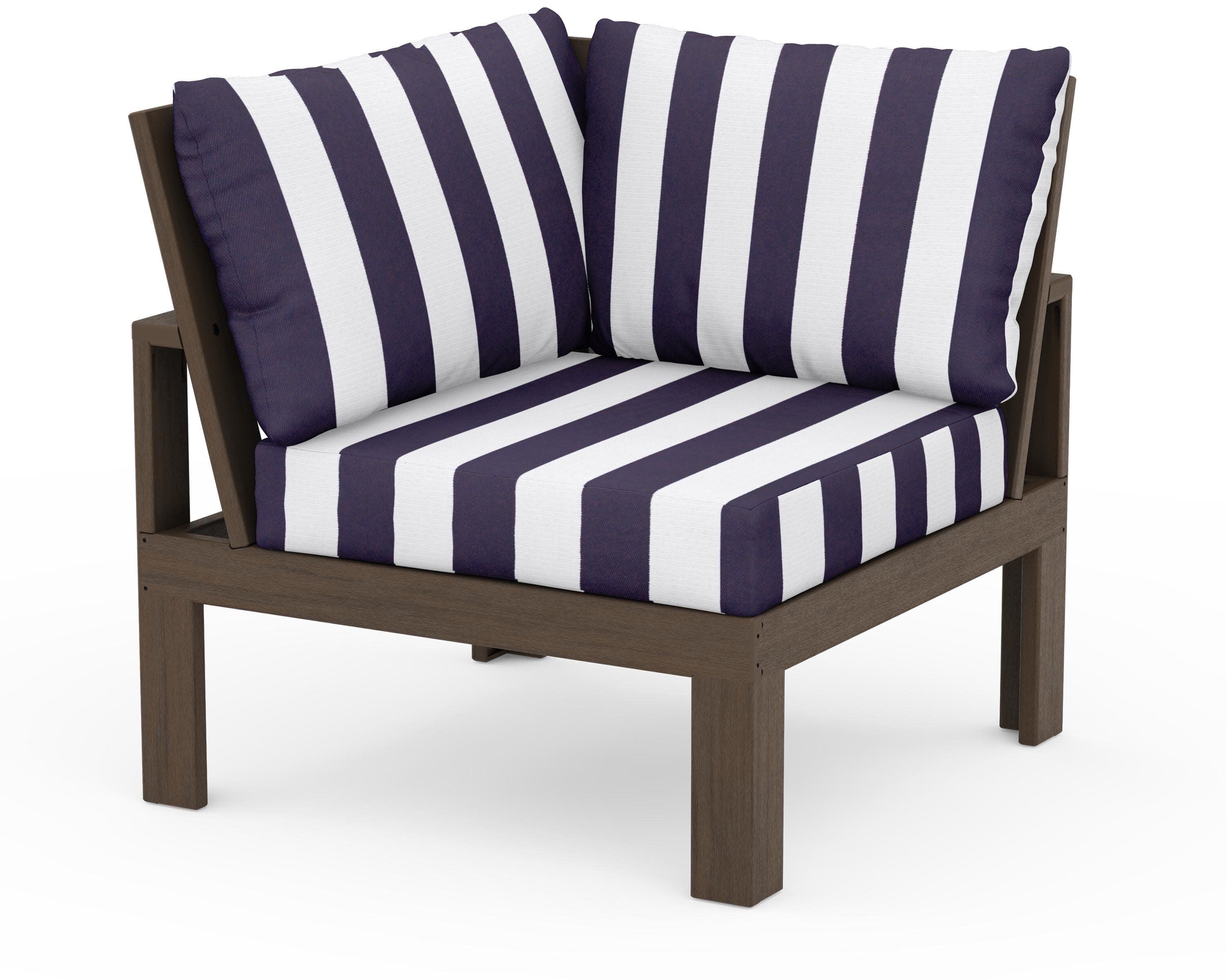 Modular Corner Chair in Kona / Cabana Stripe Navy