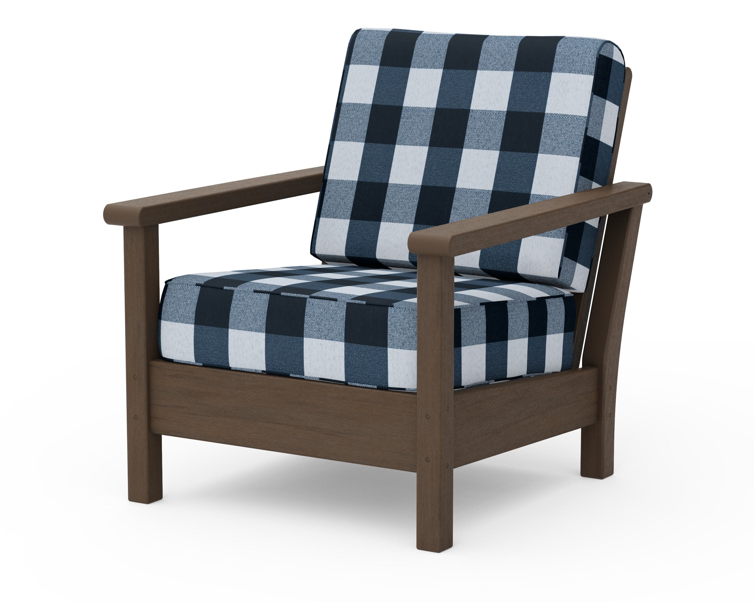 Harbour Deep Seating Chair in Kona / Buffalo Plaid Marine Indigo