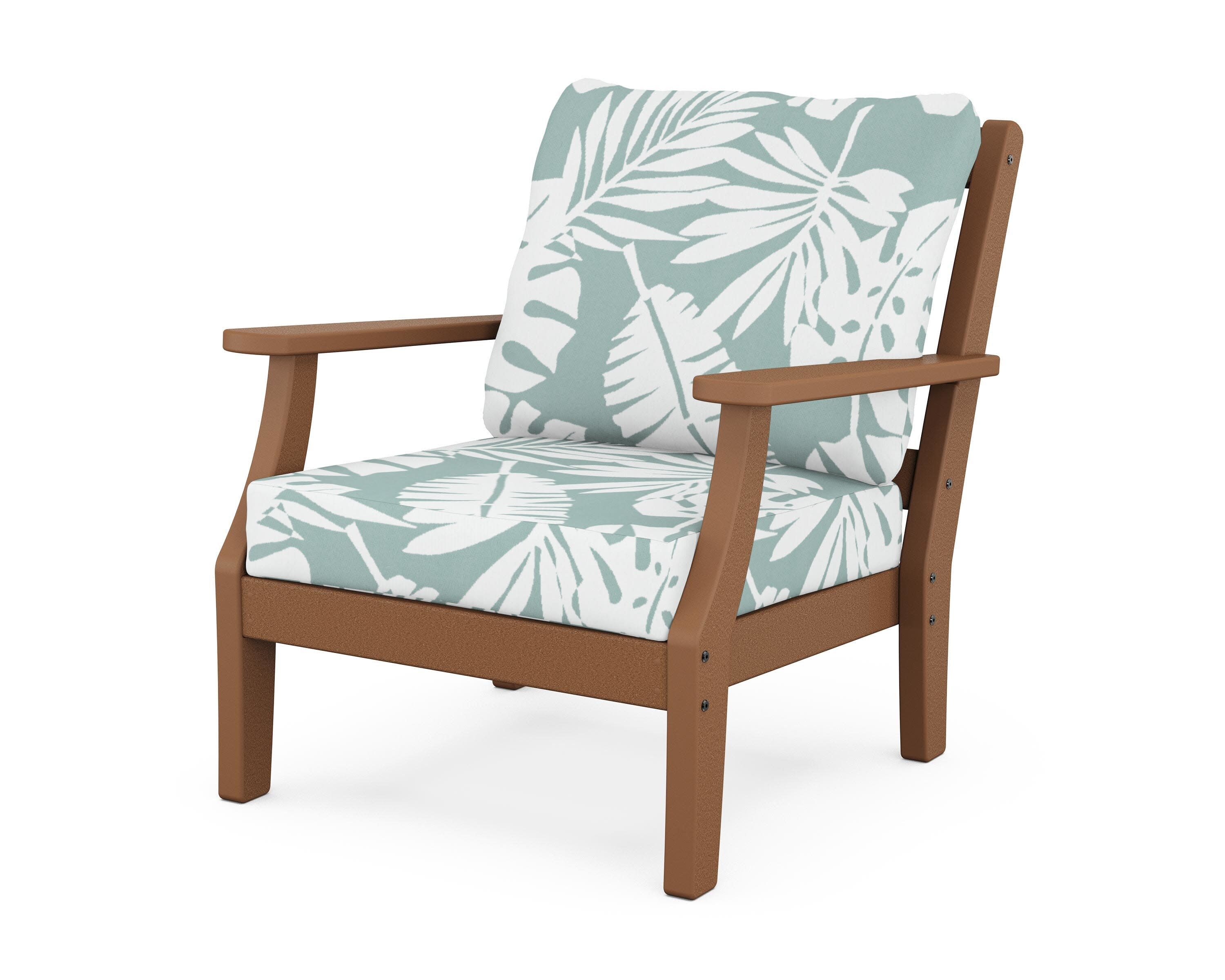 Chinoiserie Deep Seating Chair in Teak / Leaf Glacier Spa
