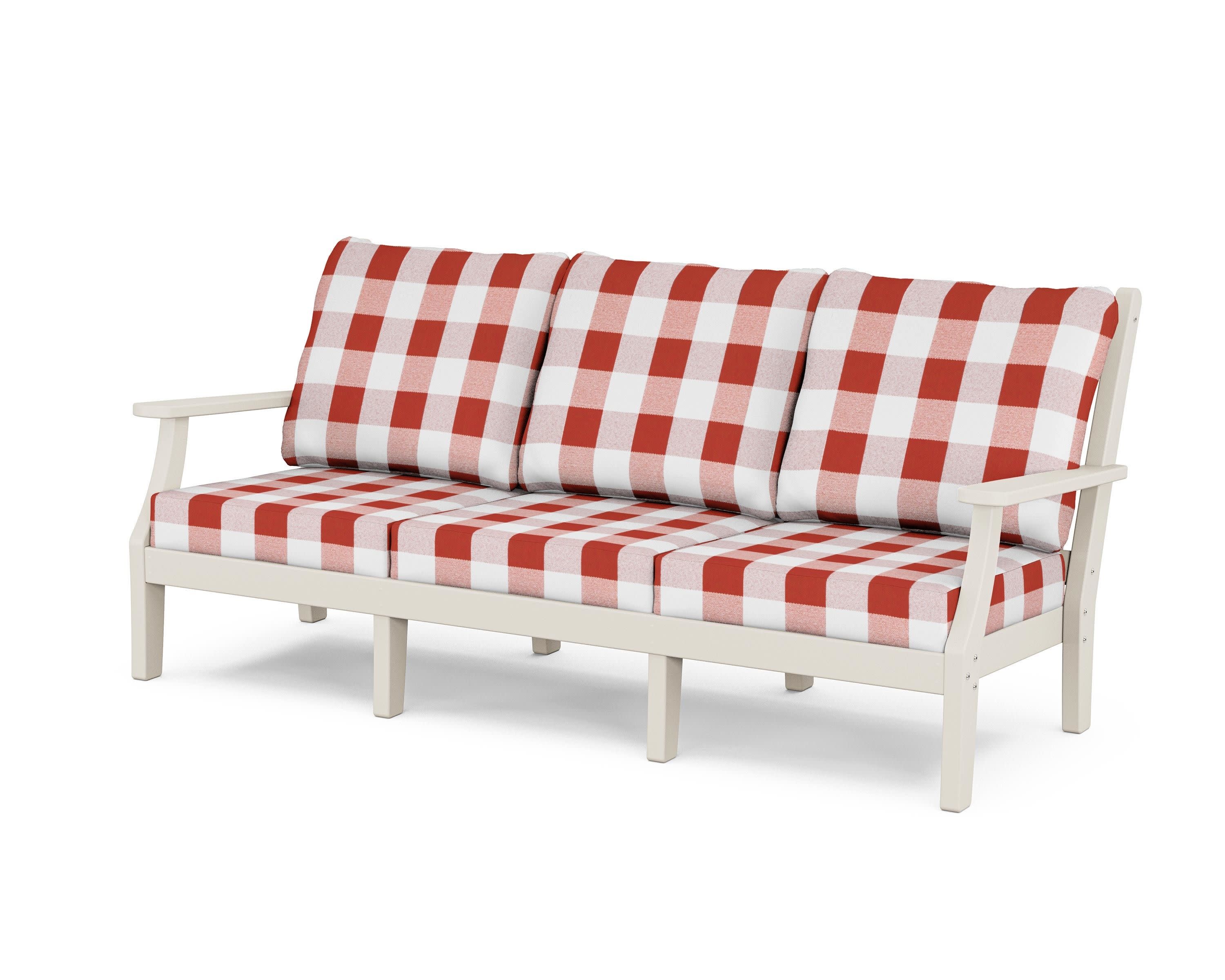 Wovendale Deep Seating Sofa in Sand / Buffalo Plaid Crimson