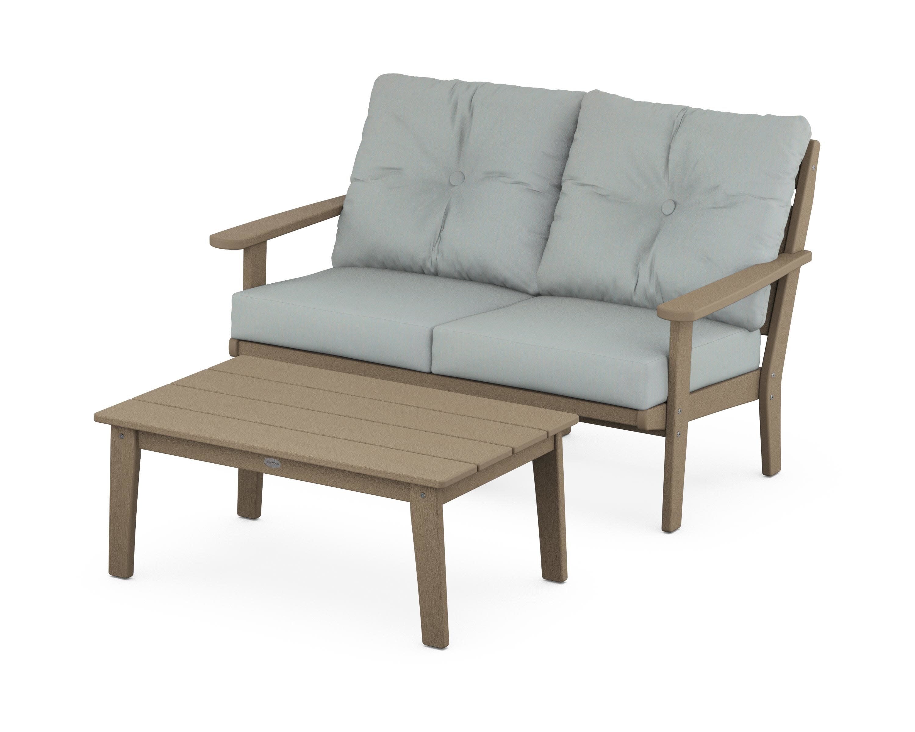 Lakeside 2-Piece Lounge Loveseat Set in Vintage Sahara / Spa