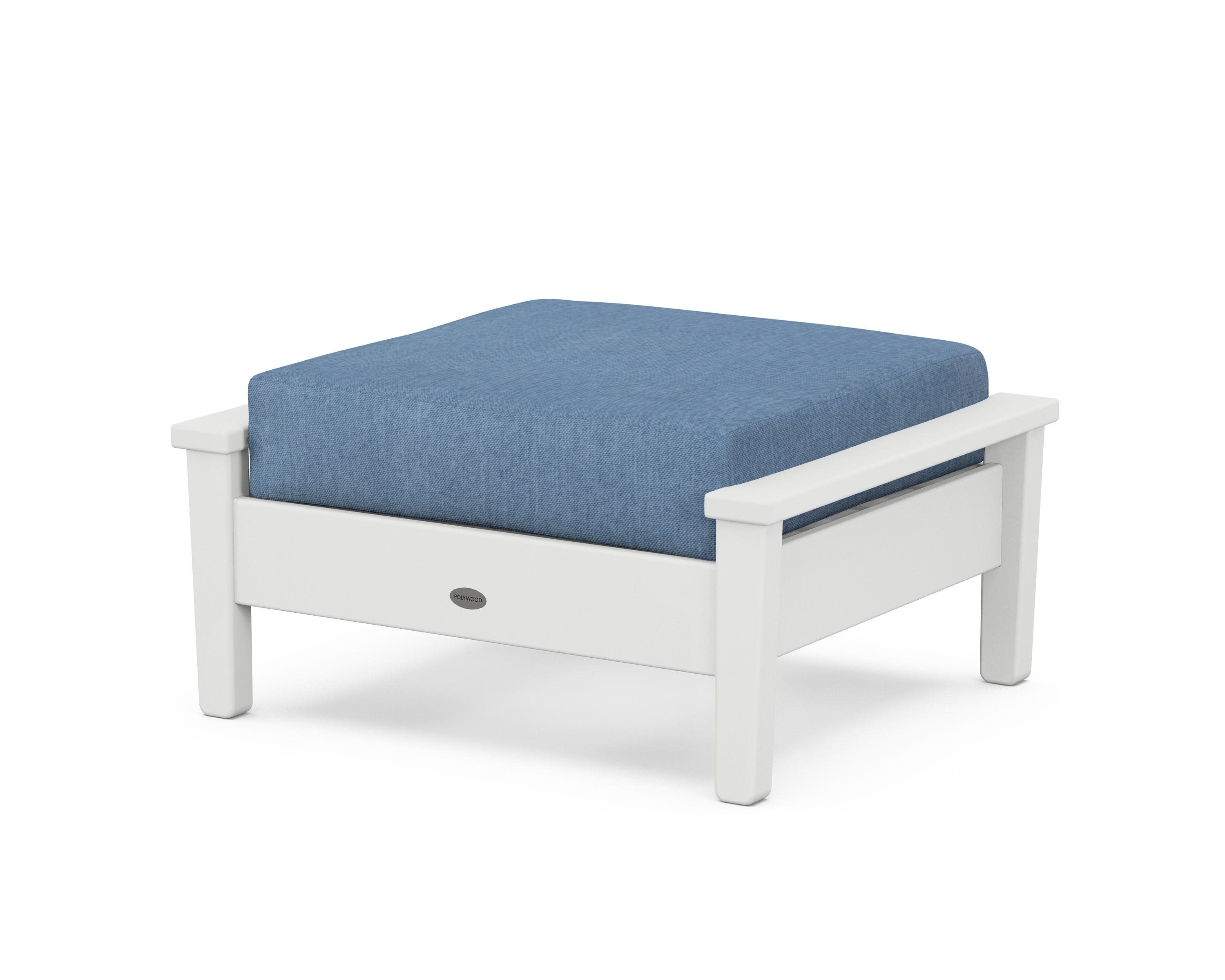 Prescott Deep Seating Ottoman in White / Sky Blue
