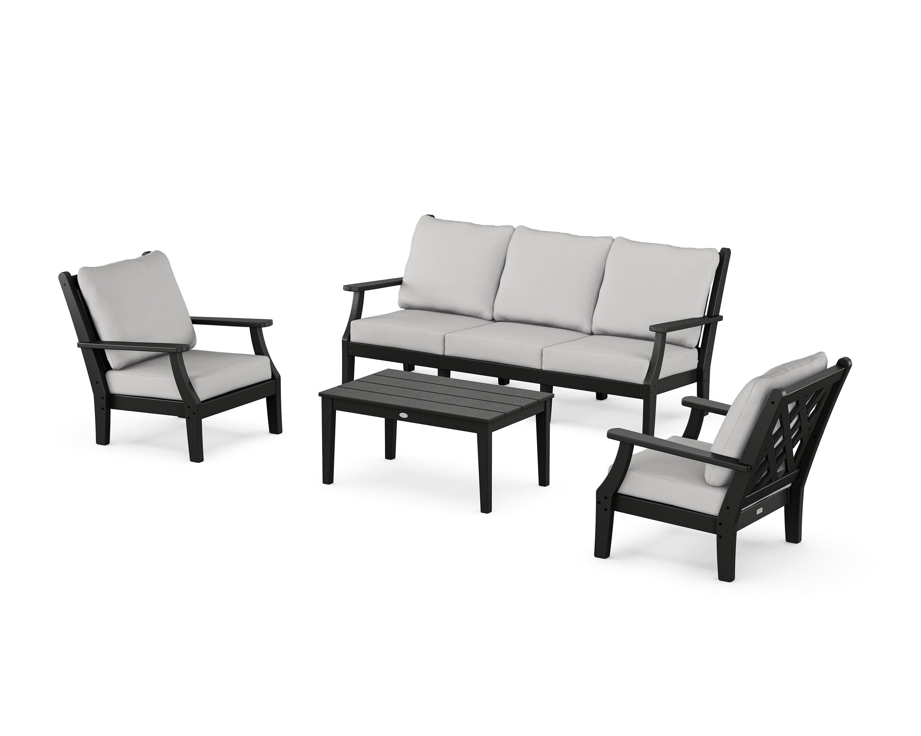 Wovendale 4-Piece Deep Seating Set with Sofa in Black / Diamond in the Rough