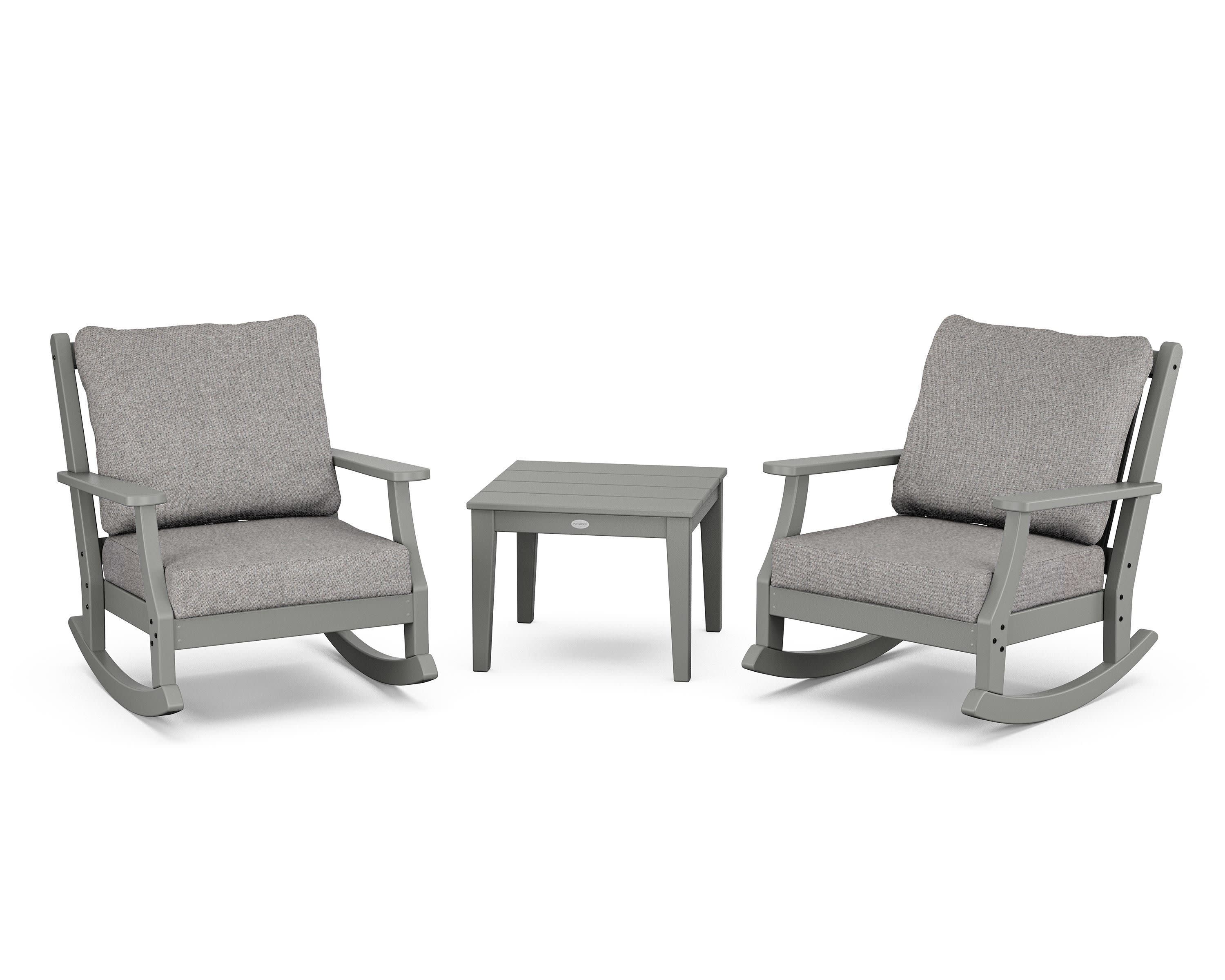 Wovendale 3-Piece Deep Seating Rocker Set in Slate Grey / Grey Mist