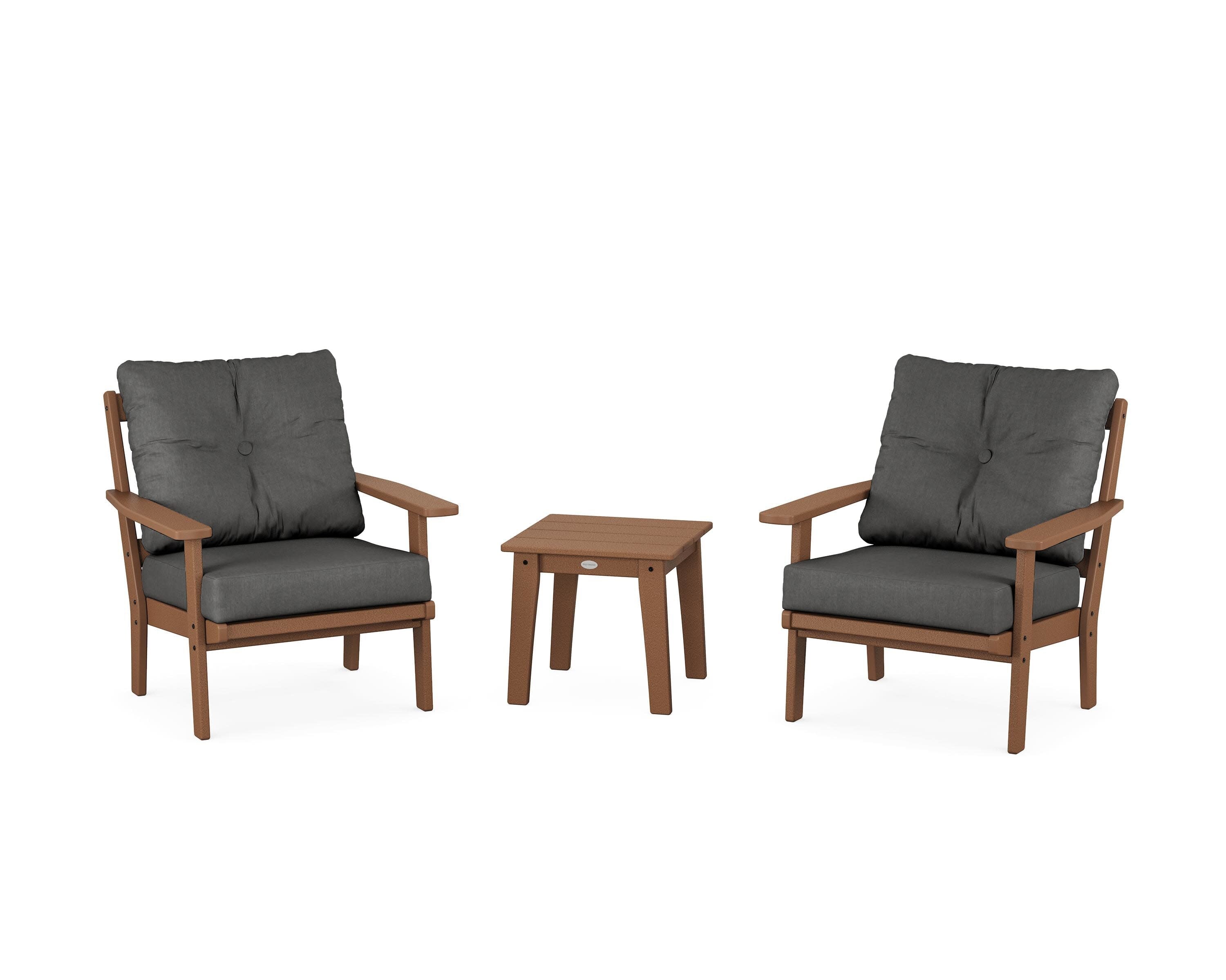 Prairie 3-Piece Deep Seating Set in Teak / Spectrum Carbon