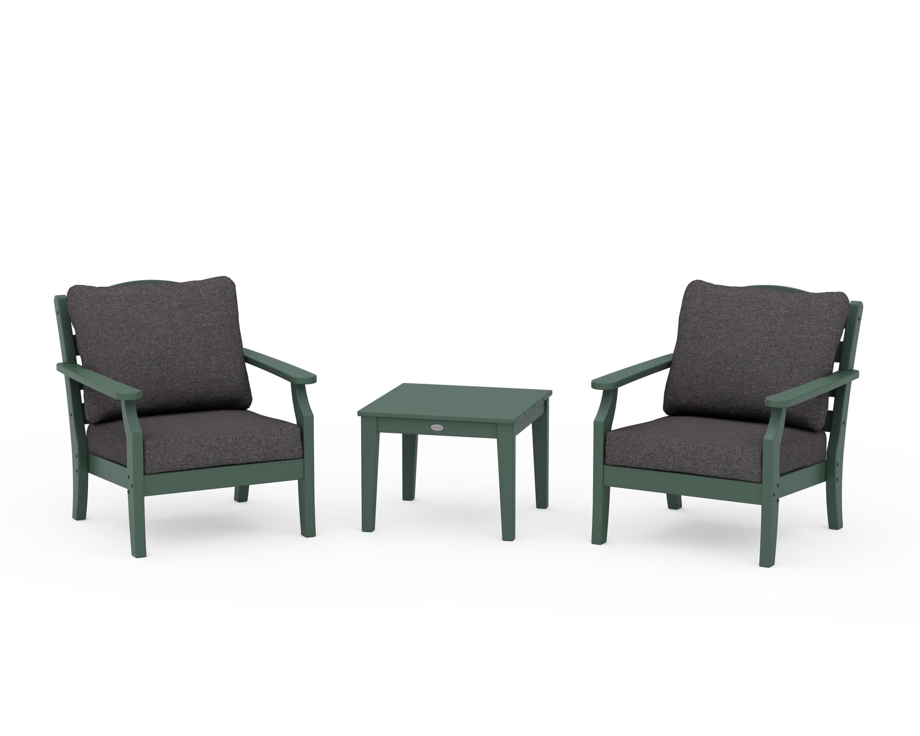 Savannah 3-Piece Deep Seating Set in Green / Ash Charcoal