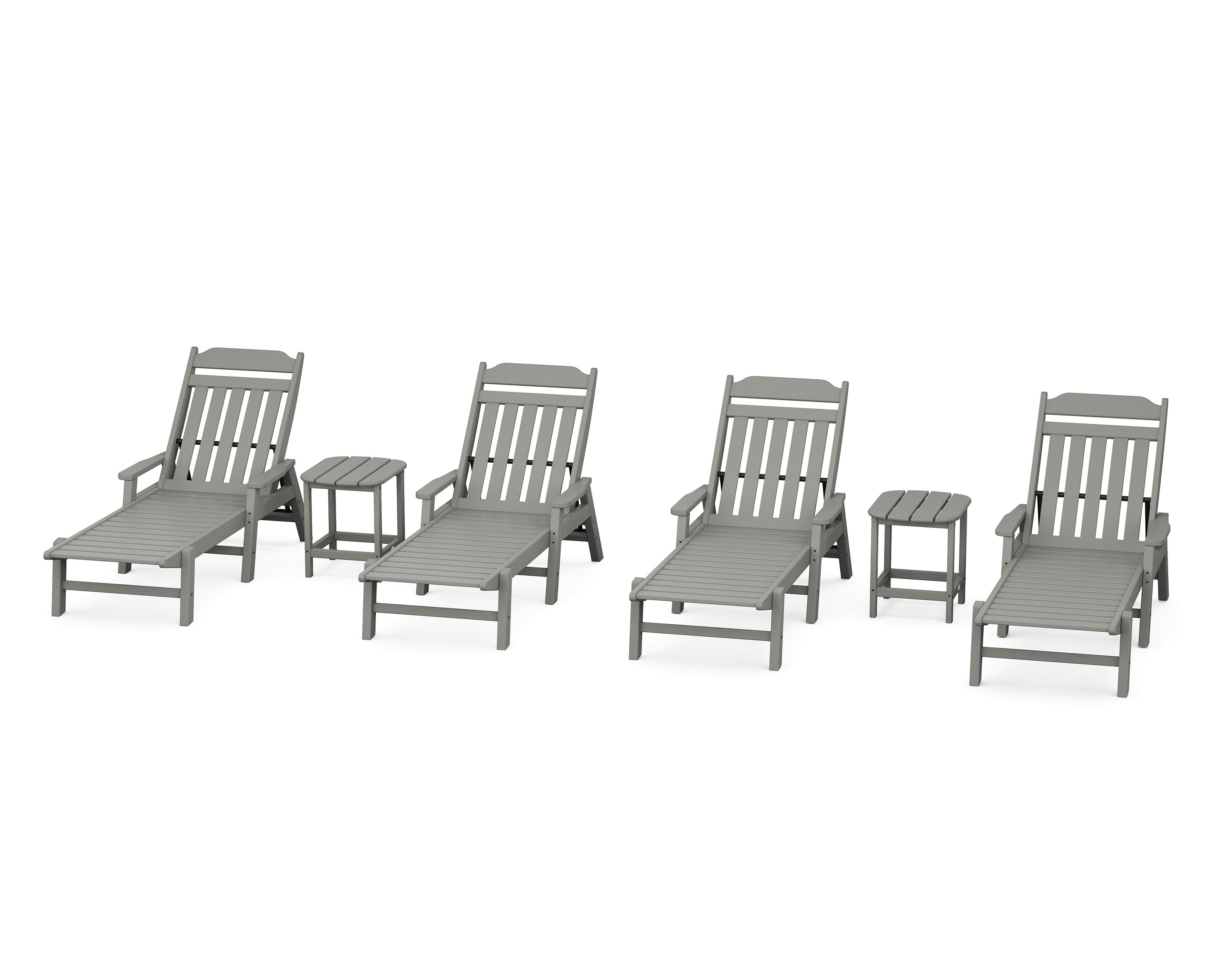 Cottage 6-Piece Chaise Set with Arms in Slate Grey