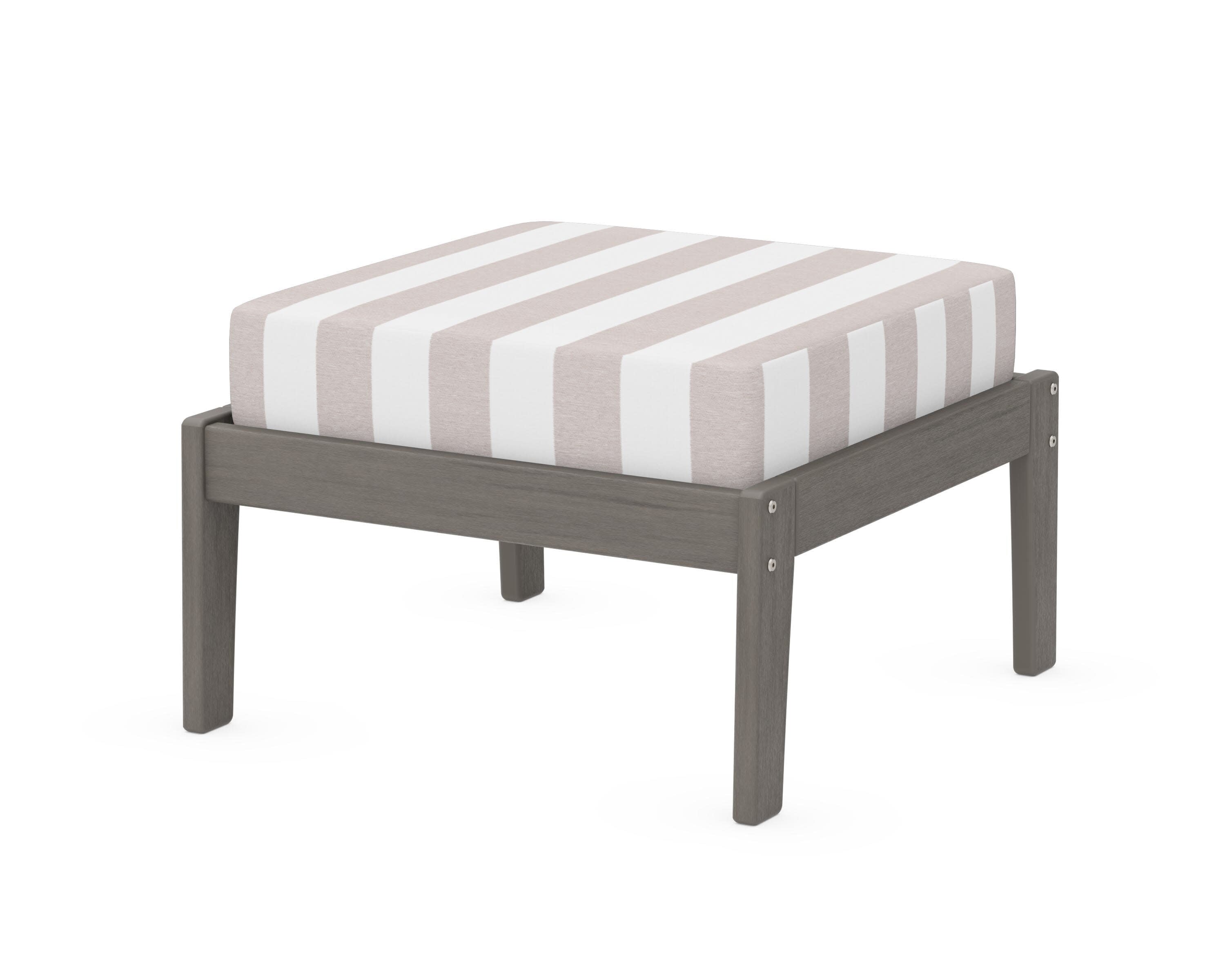 Deep Seating Ottoman in Driftwood / Cabana Stripe Dune Burlap