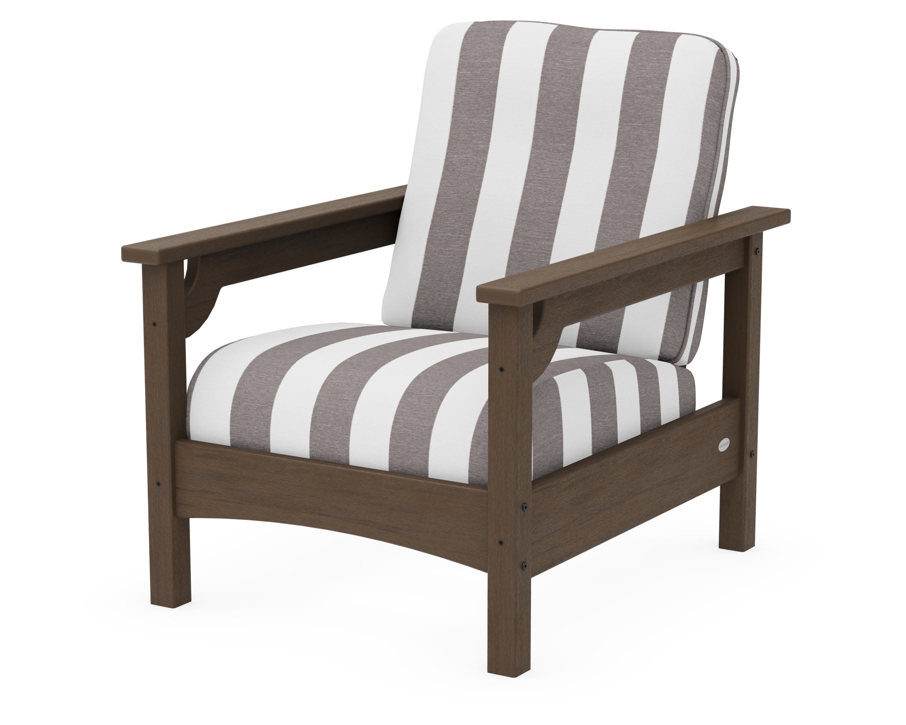 Club Chair in Kona / Cabana Stripe Grey Mist