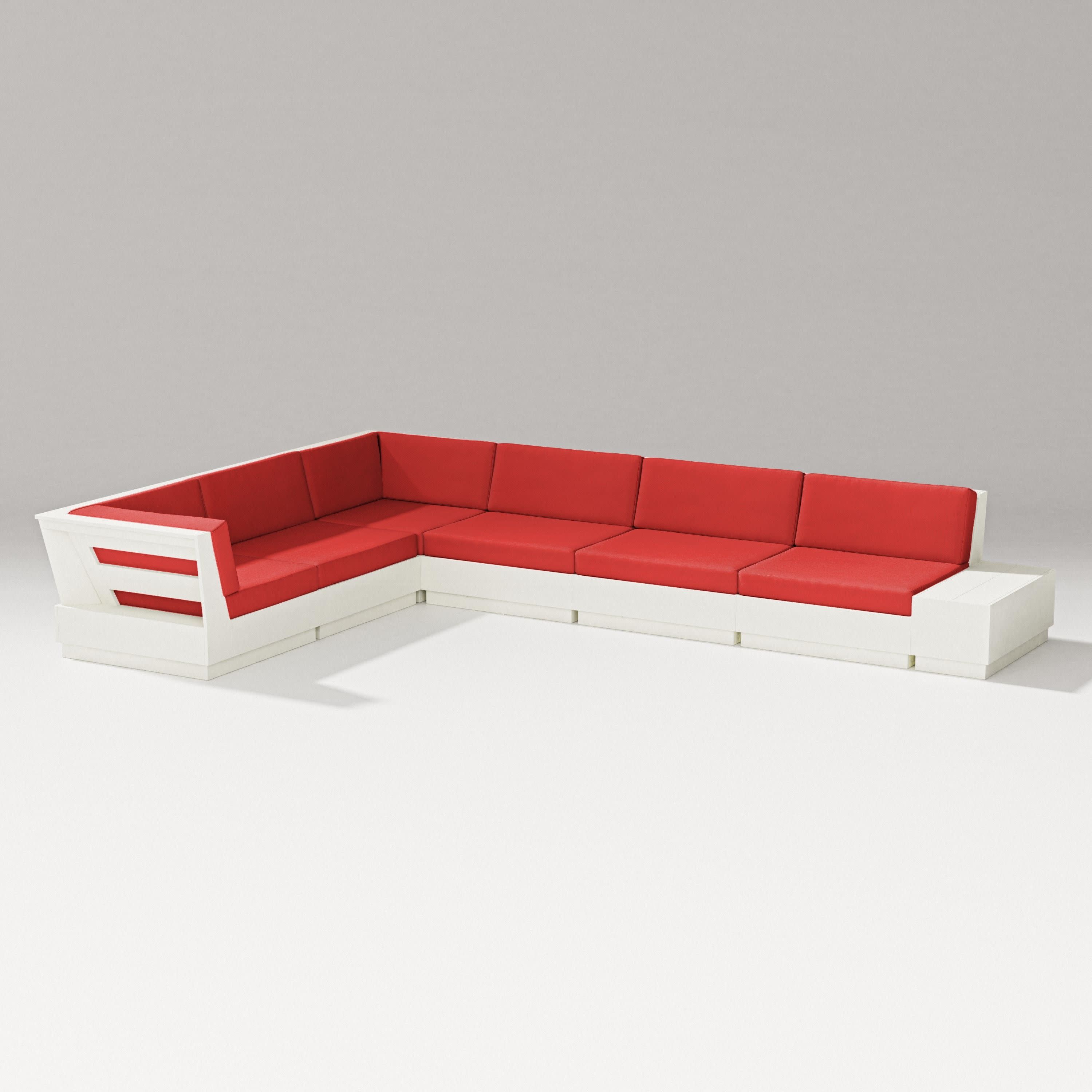 Elevate 7-Piece Corner Sectional in Vintage White / Crimson Linen