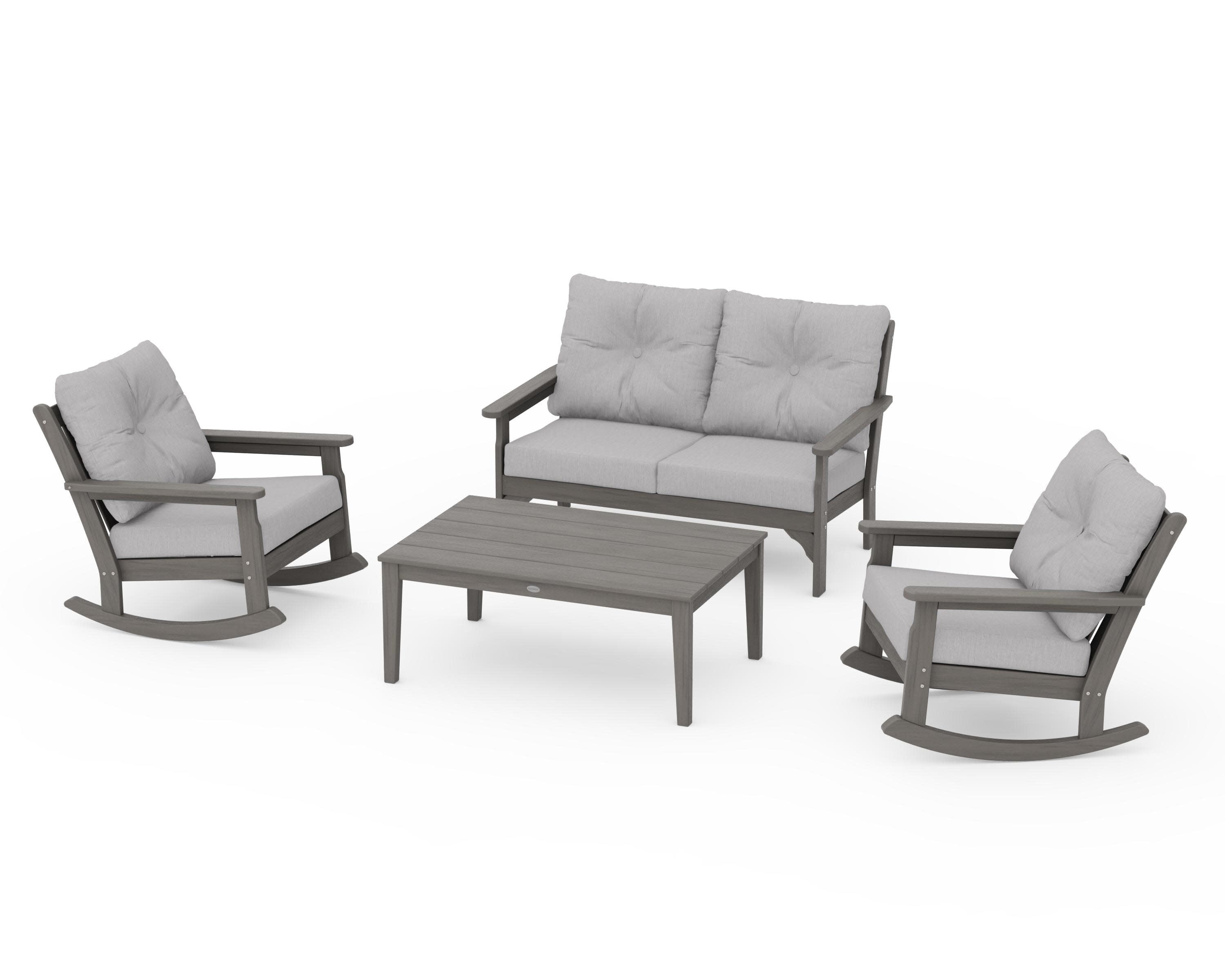 Vineyard 4-Piece Deep Seating Rocking Chair Set in Driftwood / Granite
