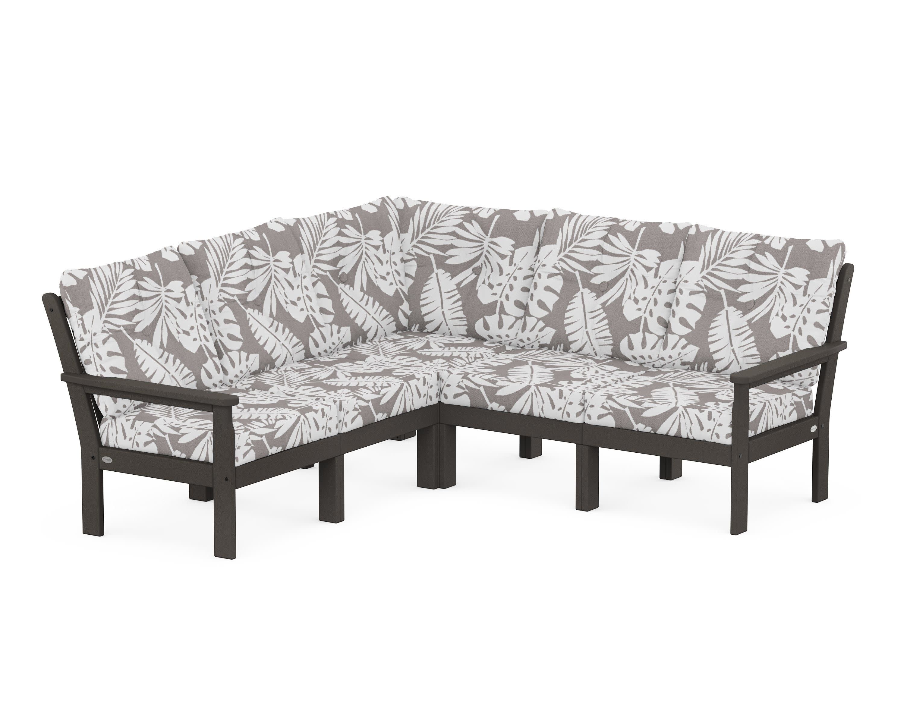 Vineyard 5-Piece Sectional in Vintage Coffee / Leaf Grey Mist