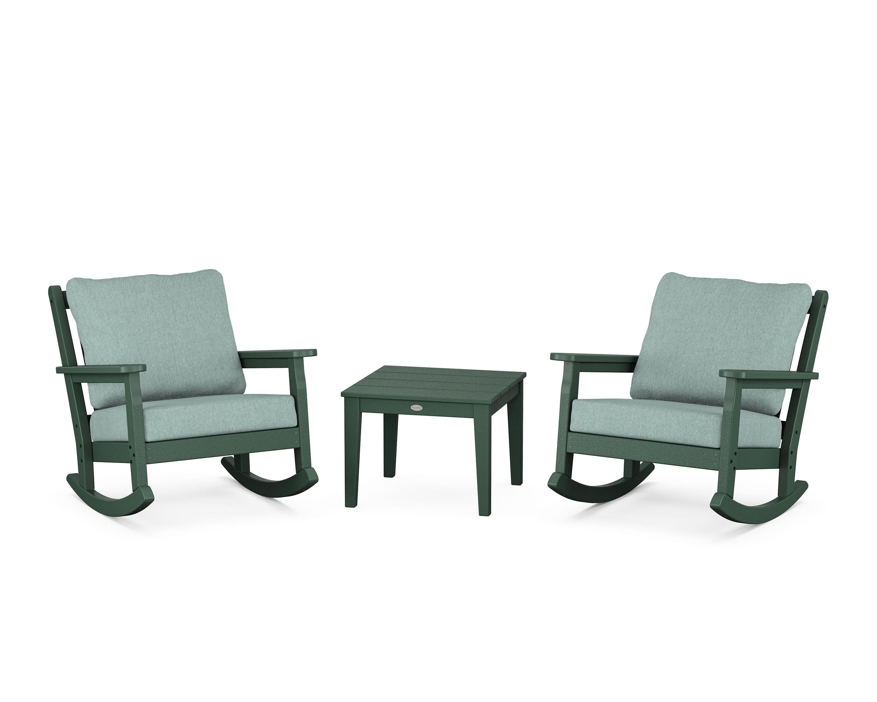 Chippendale 3-Piece Deep Seating Rocker Set in Green / Glacier Spa