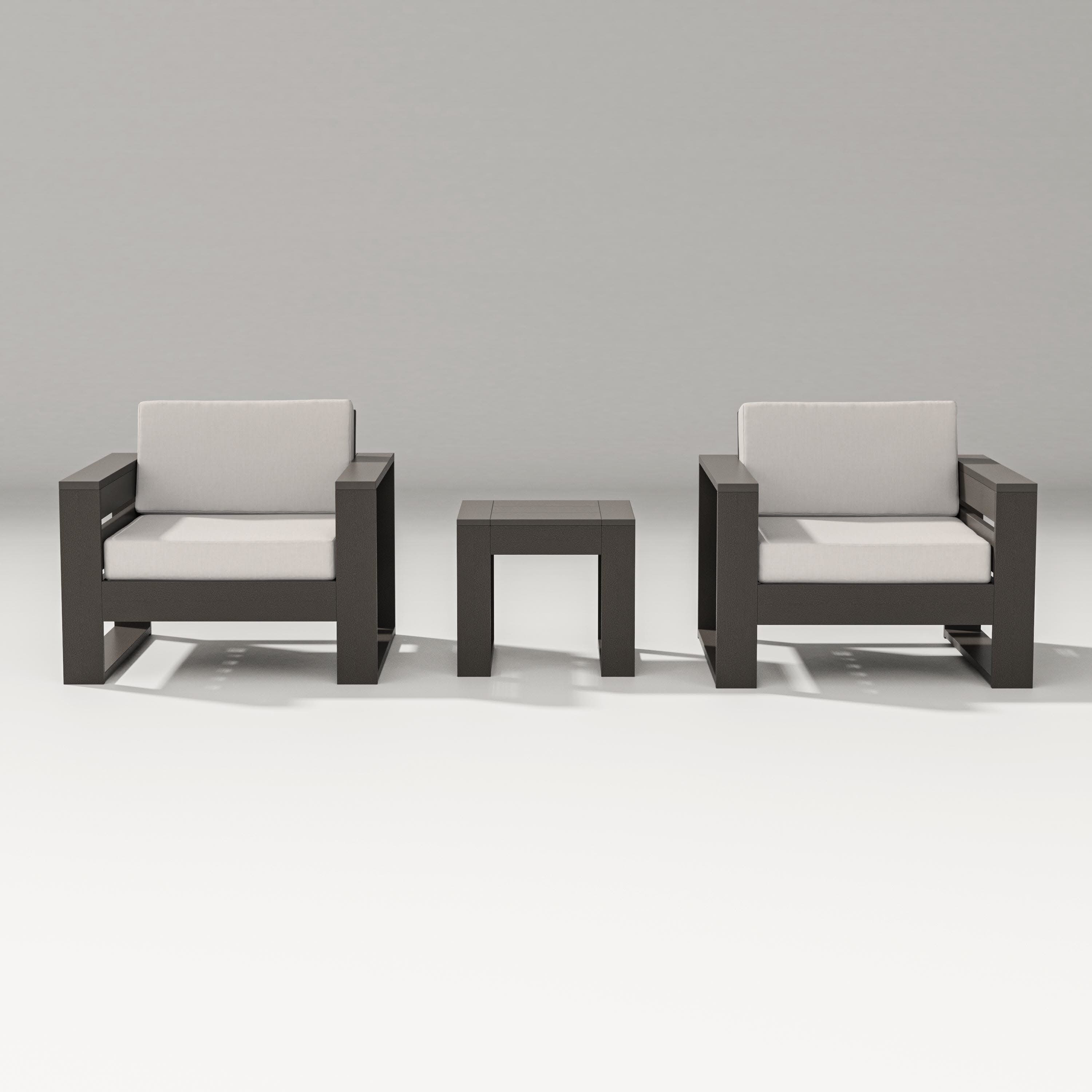 Latitude 3-Piece Lounge Chair Set in Vintage Coffee / Cast Ash