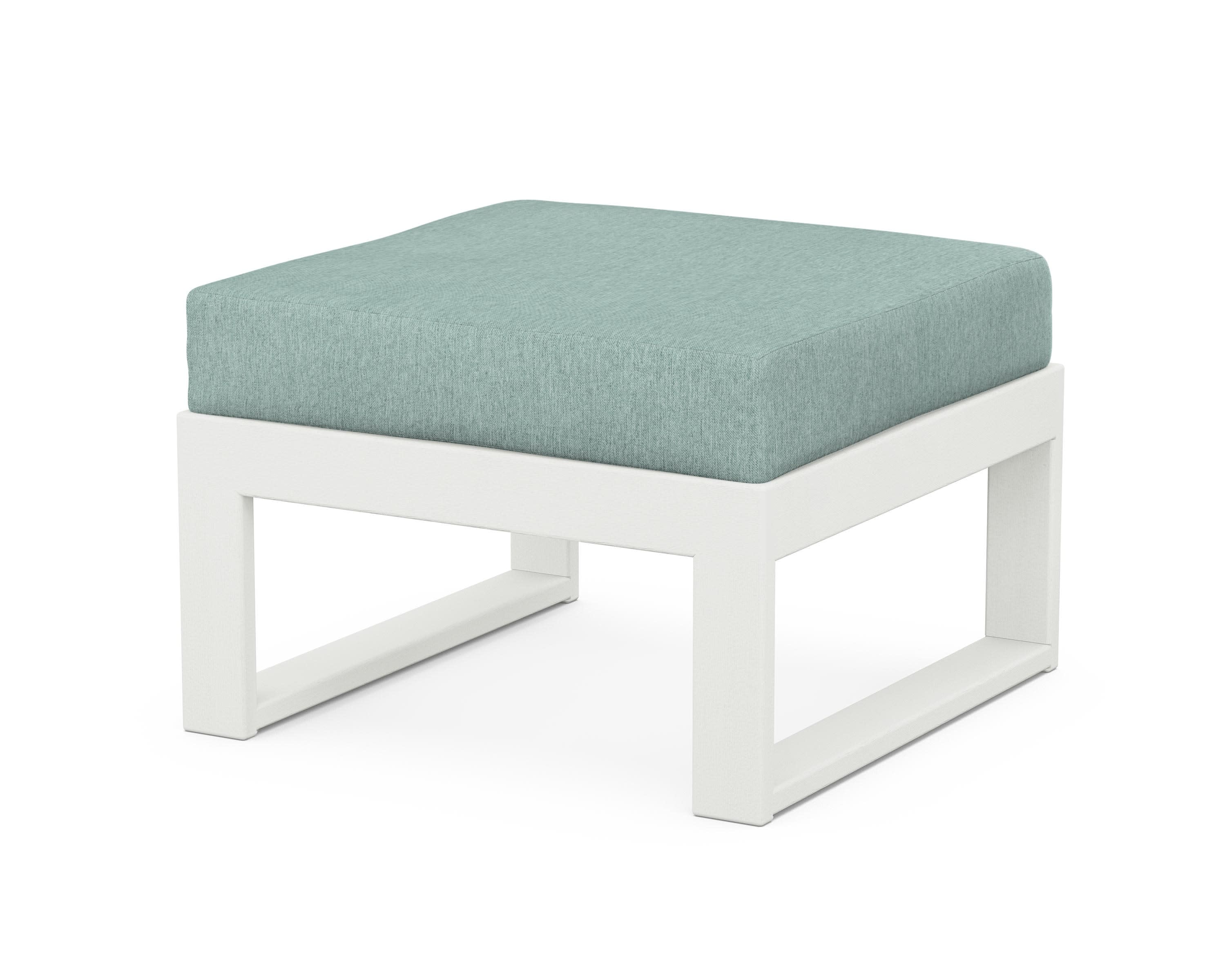 Modular Ottoman - Modern in Vintage White / Glacier Spa