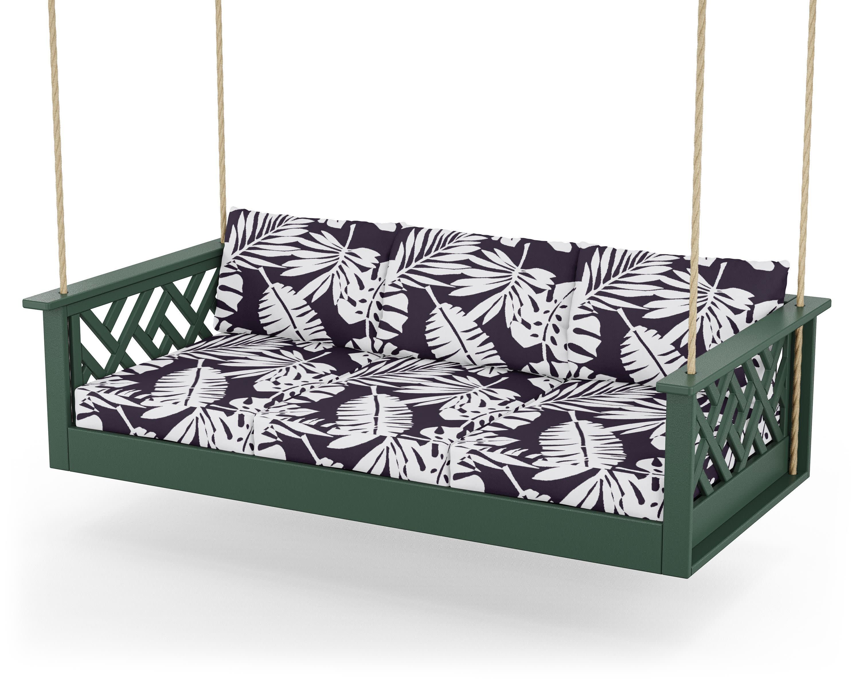 Chippendale Daybed Swing in Green / Leaf Navy