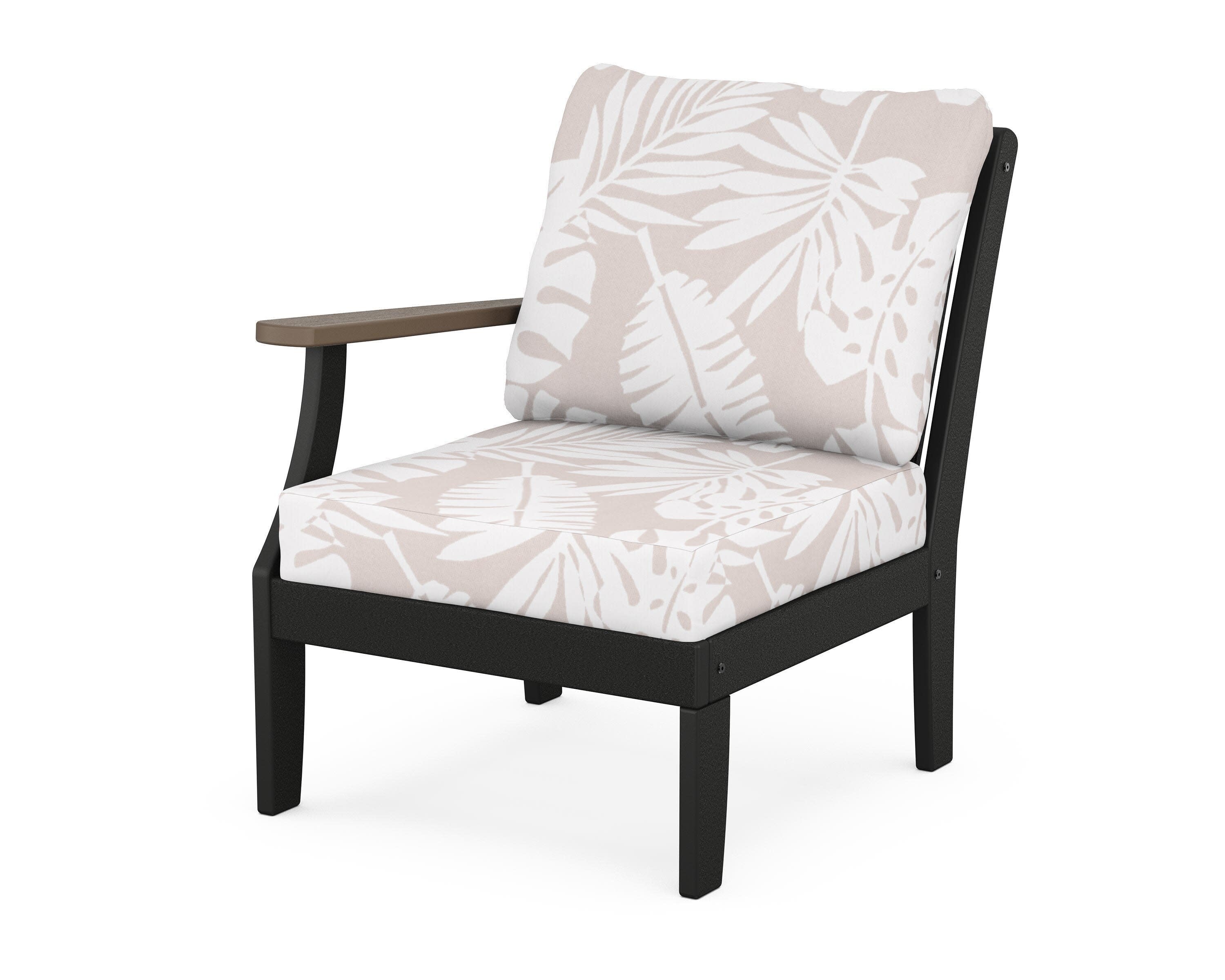 Braxton Modular Left Arm Chair in Black / Kona / Leaf Dune Burlap