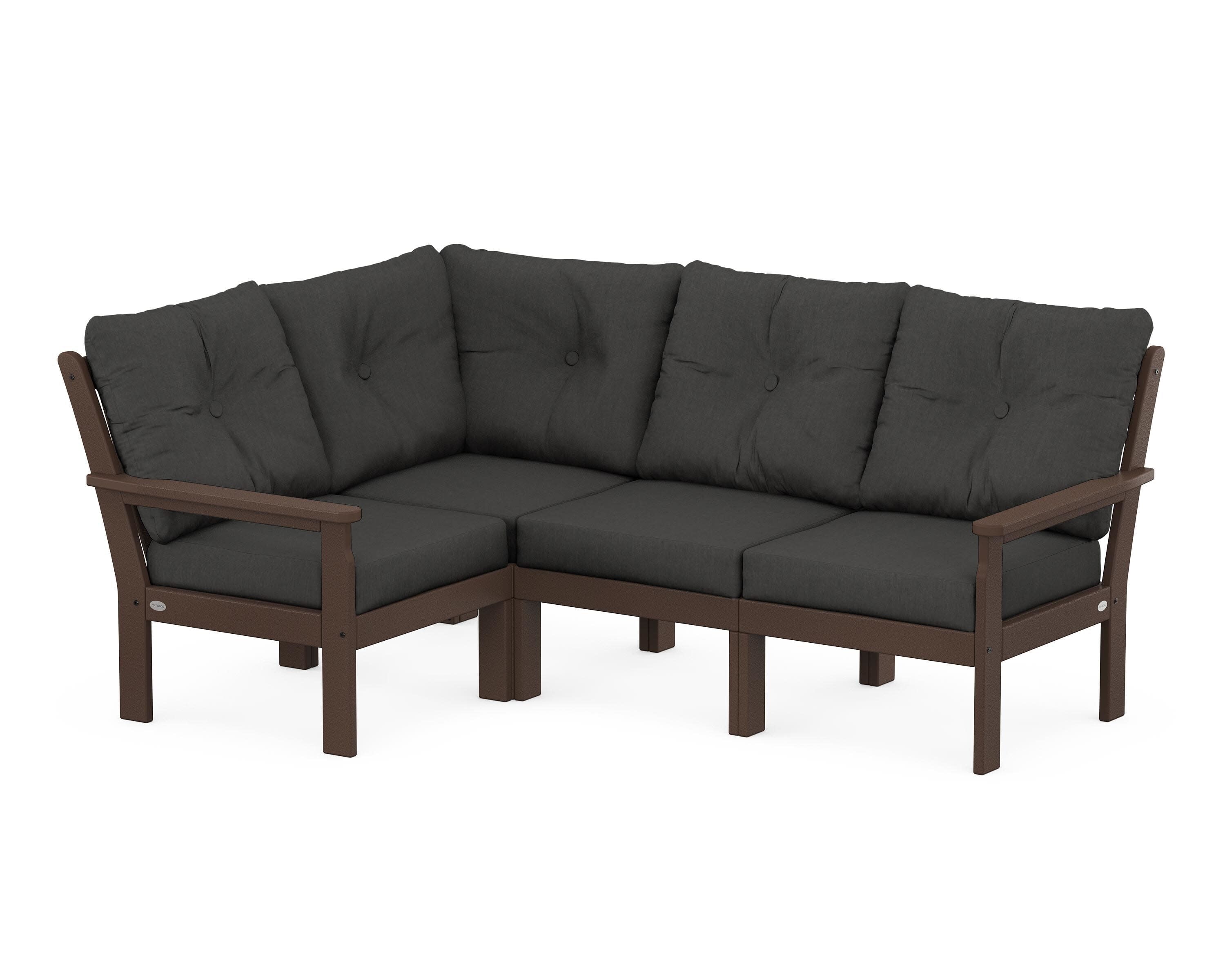 Vineyard 4-Piece Sectional in Mahogany / Spectrum Carbon