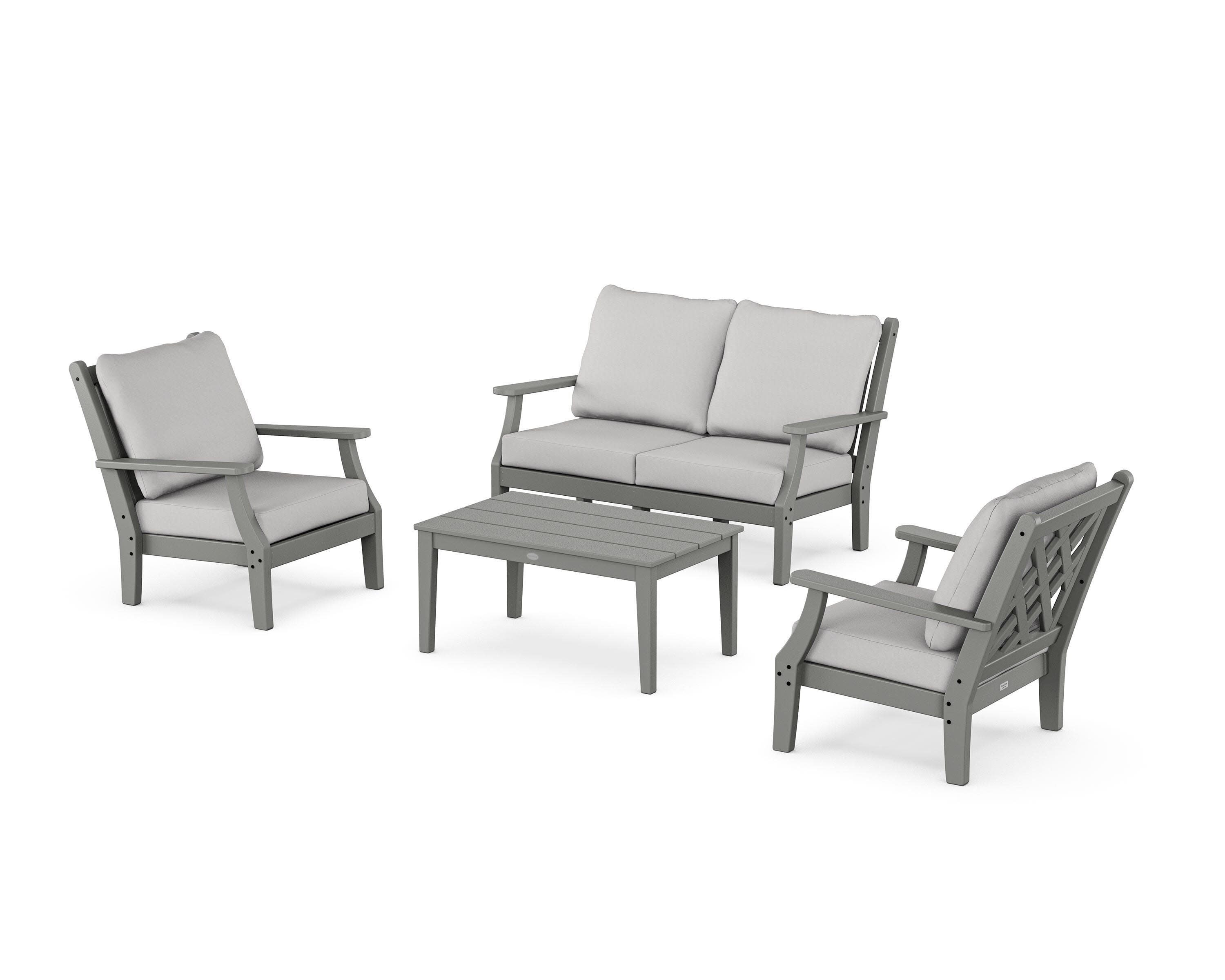 Wovendale 4-Piece Deep Seating Set with Loveseat in Slate Grey / Diamond in the Rough