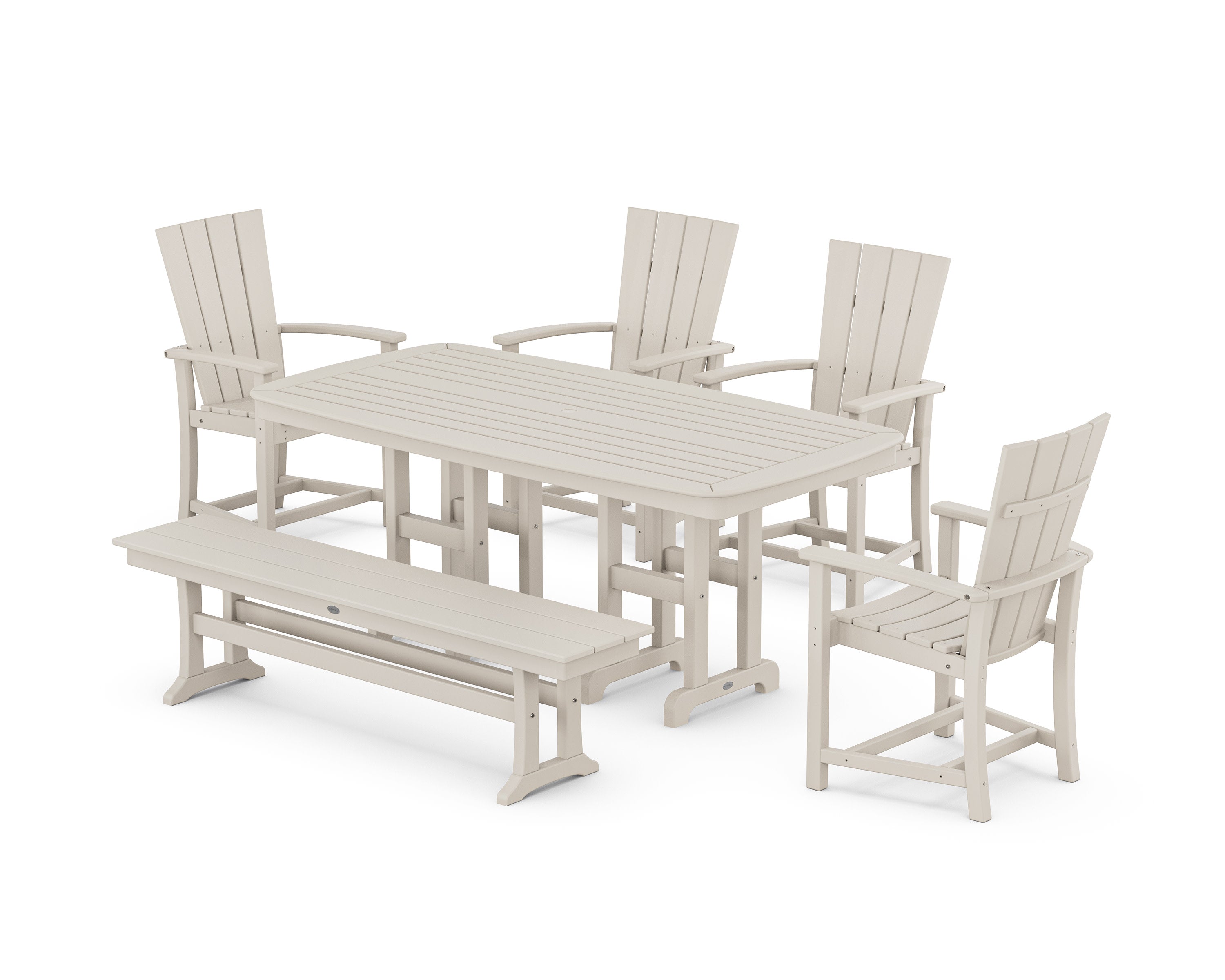 Quattro 6-Piece Dining Set with Bench in Sand