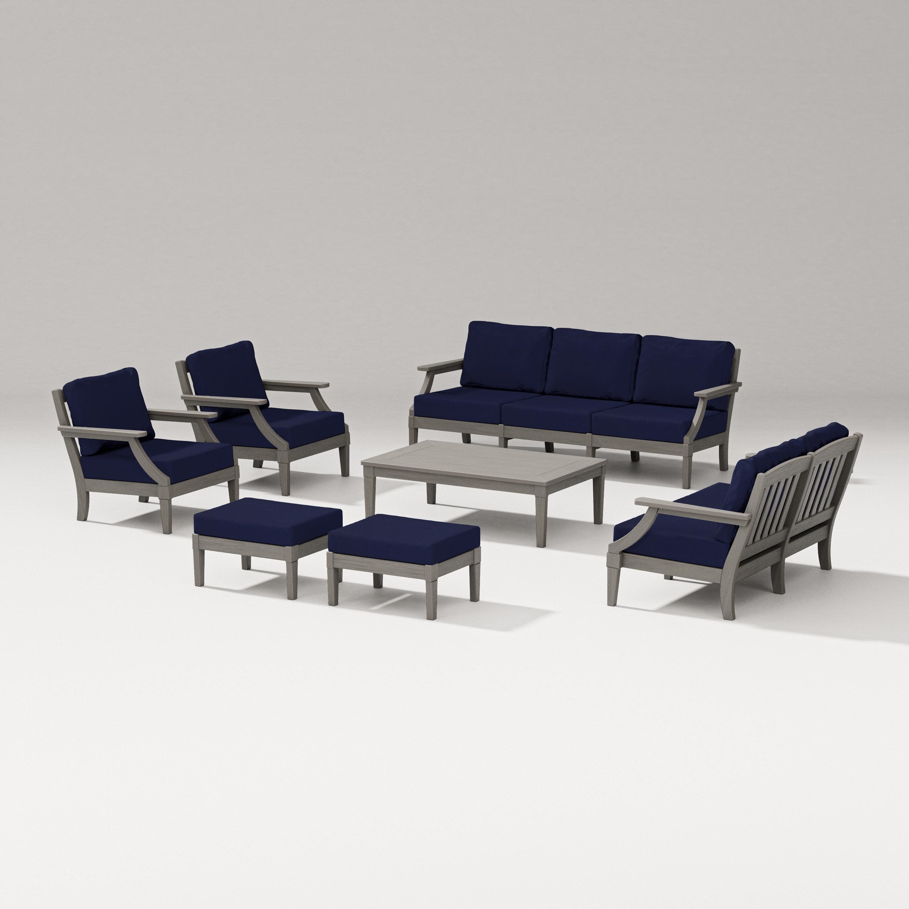 Estate 7-Piece Lounge Sofa Set in Driftwood / Navy