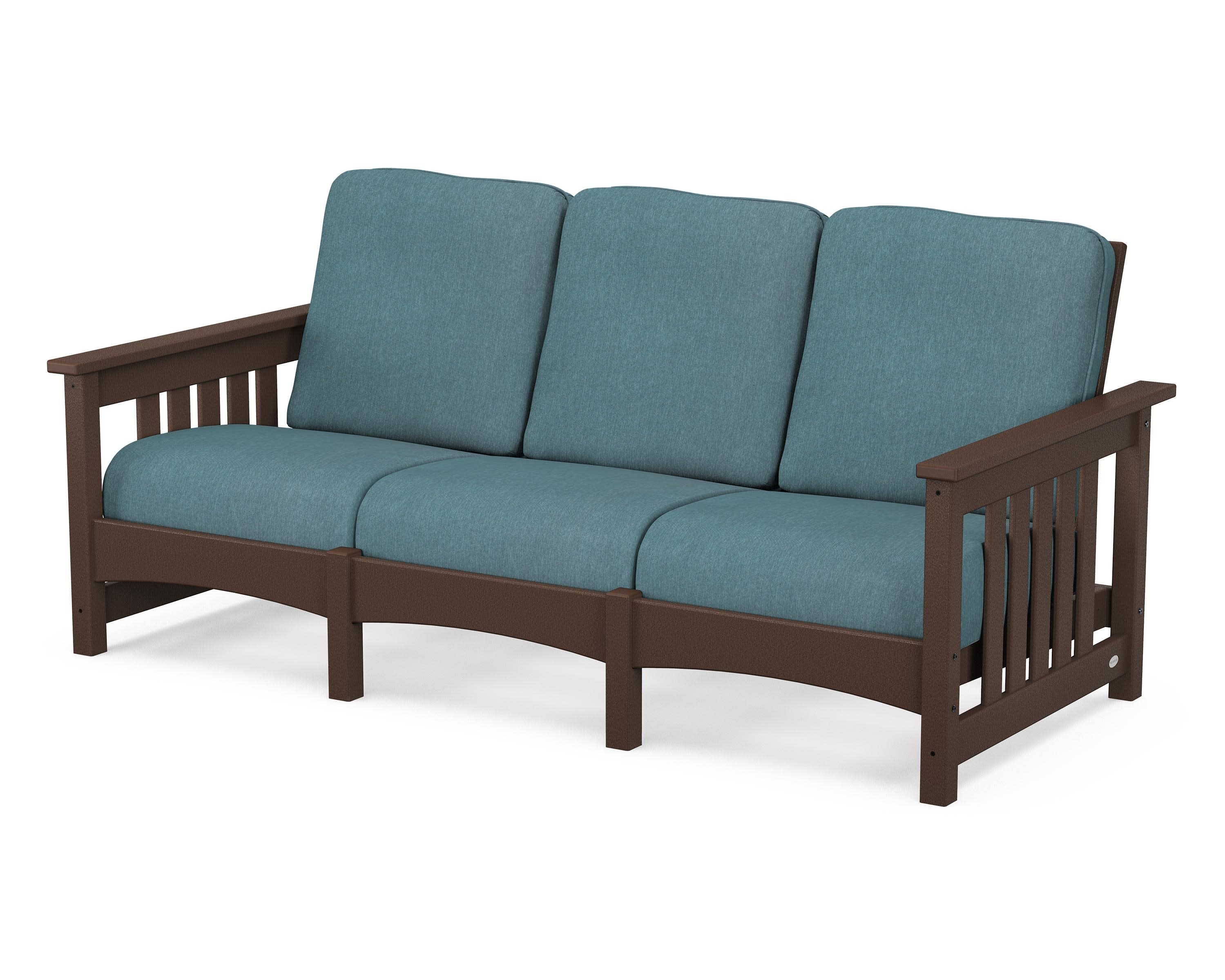 Club Mission Sofa in Mahogany / Ocean Teal