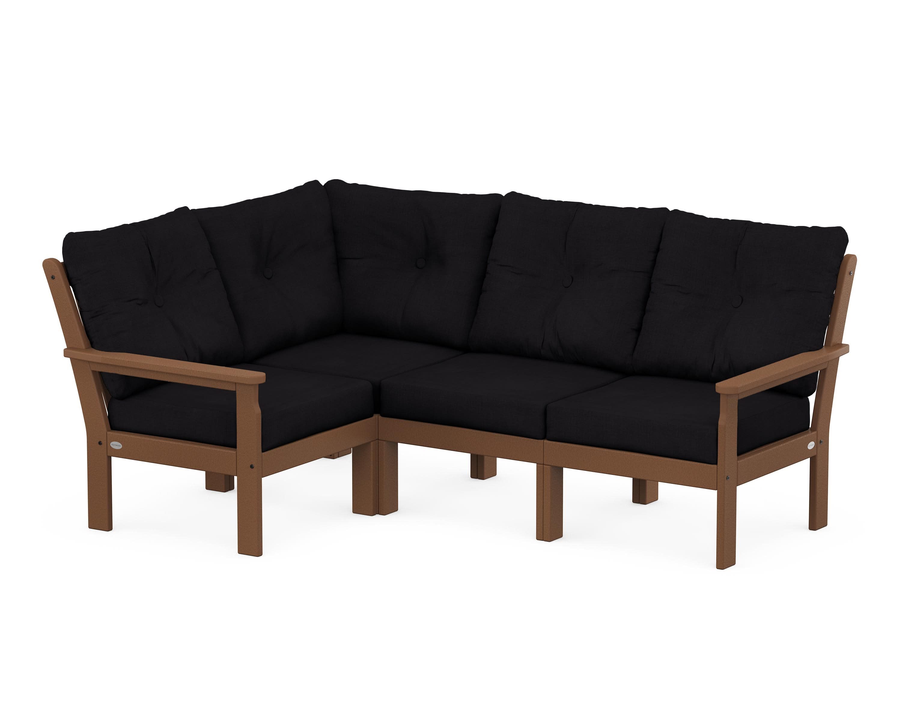 Vineyard 4-Piece Sectional in Teak / Midnight Linen