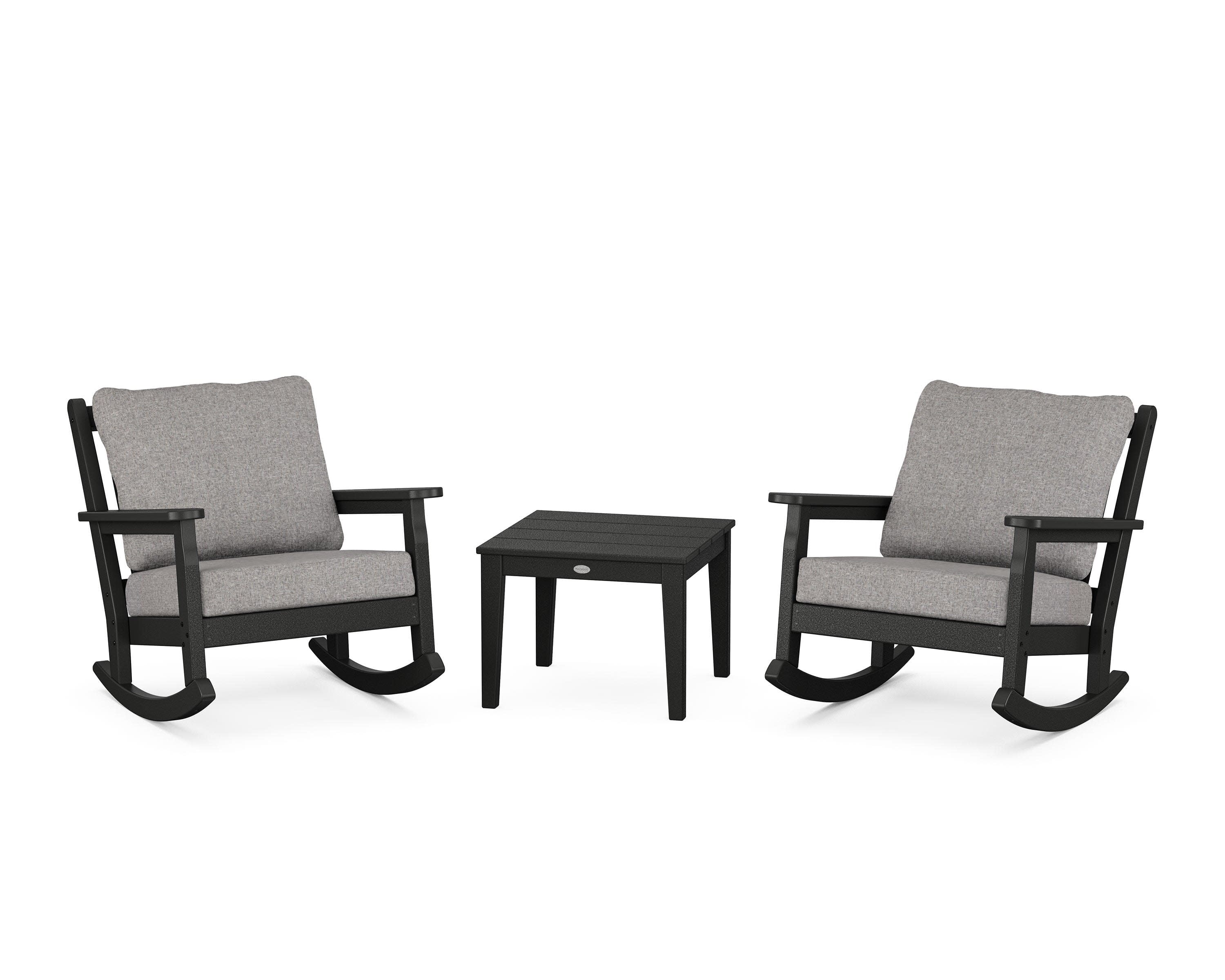 Chippendale 3-Piece Deep Seating Rocker Set in Black / Grey Mist