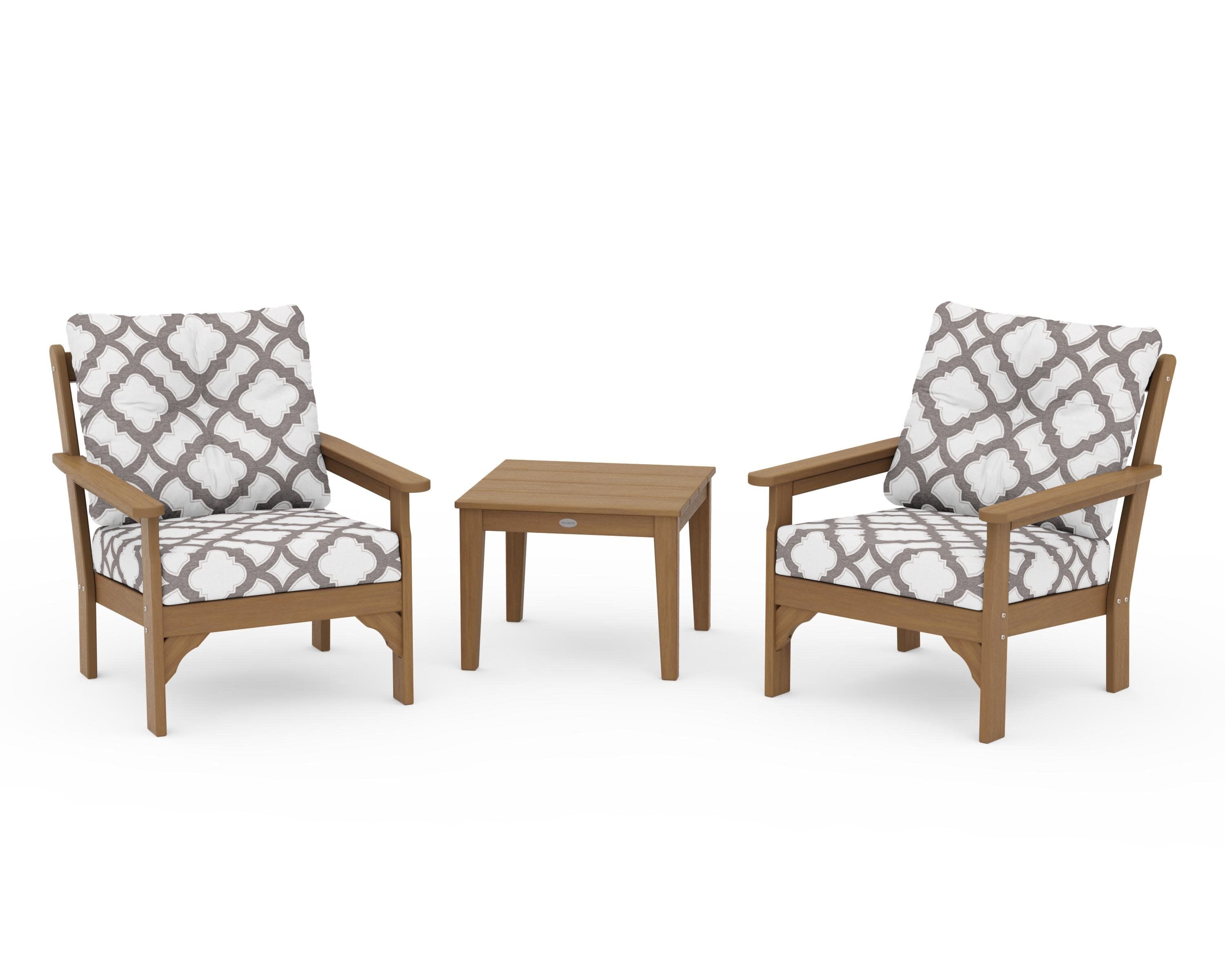 Vineyard 3-Piece Deep Seating Set in Natural / Trellis Grey Mist