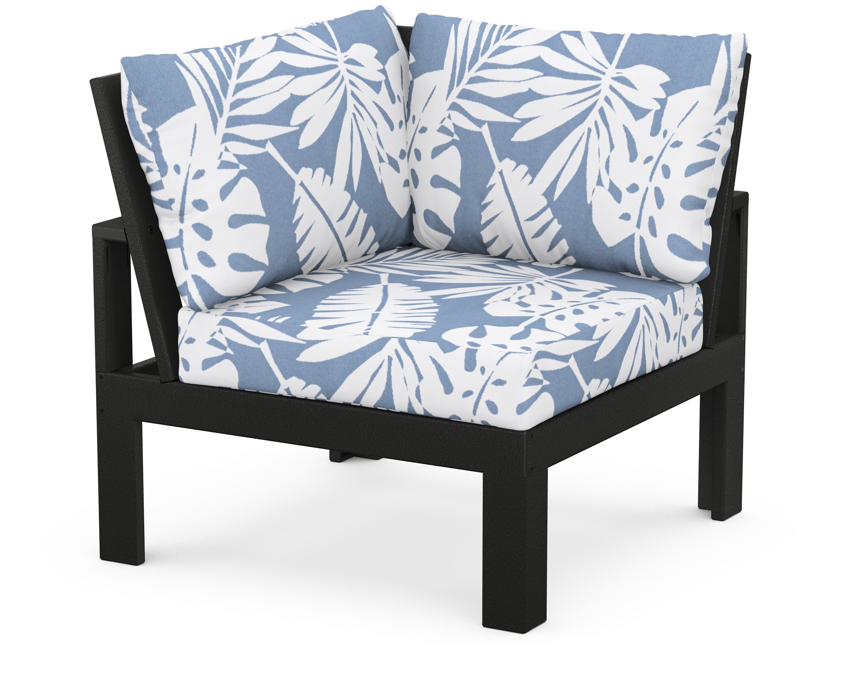 Modular Corner Chair in Black / Leaf Sky Blue