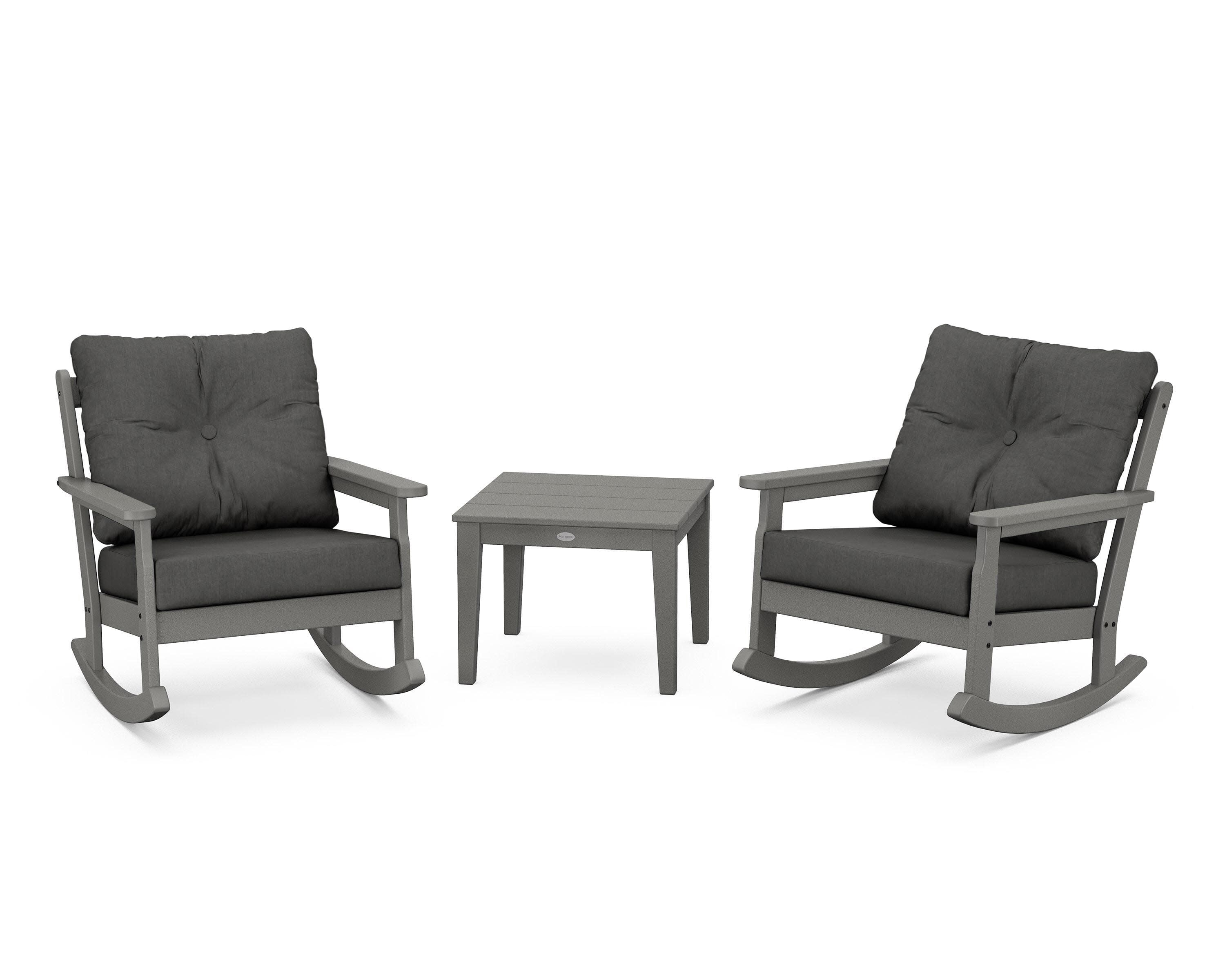 Vineyard 3-Piece Deep Seating Rocker Set in Slate Grey / Spectrum Carbon