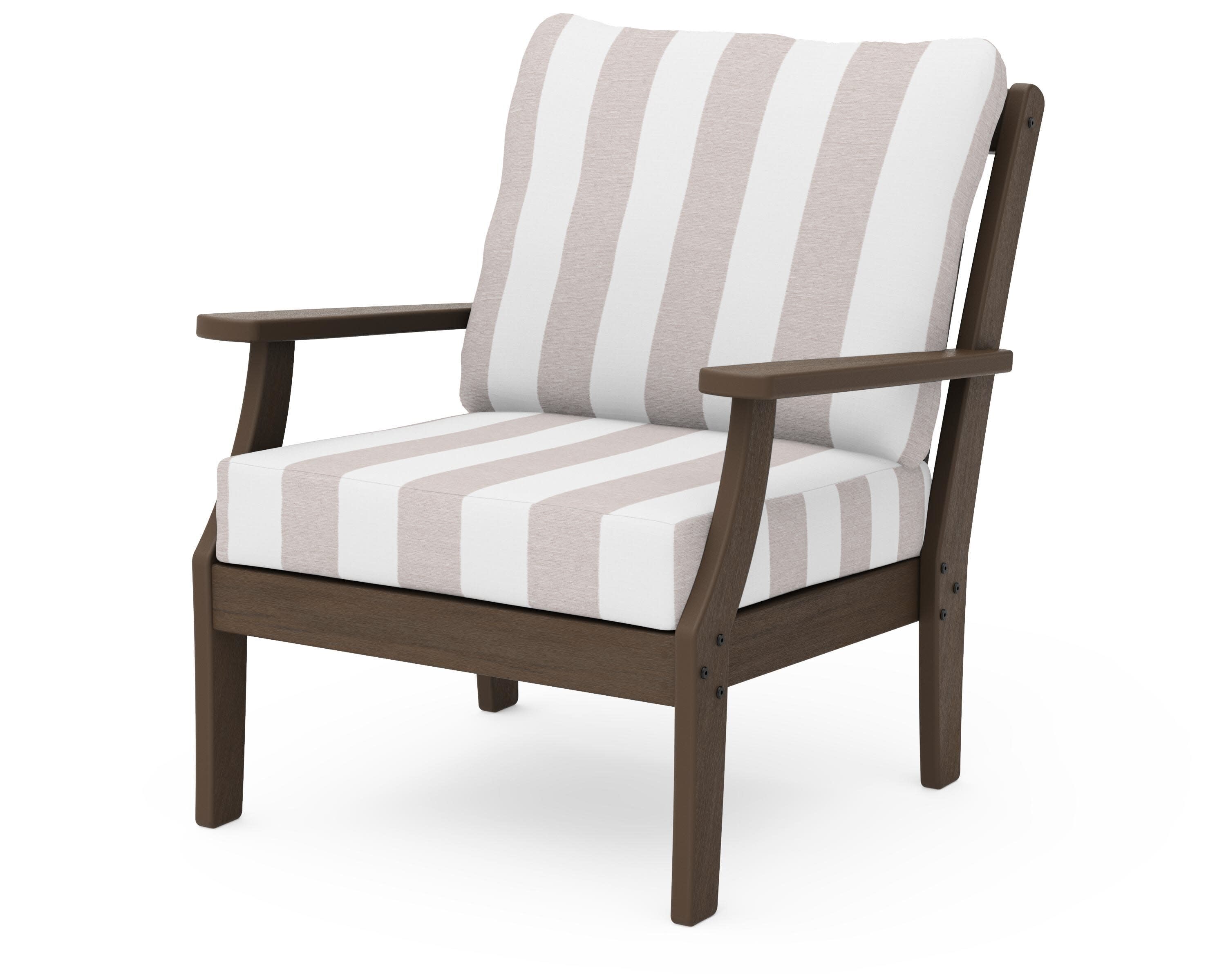 Braxton Deep Seating Chair in Kona / Cabana Stripe Dune Burlap