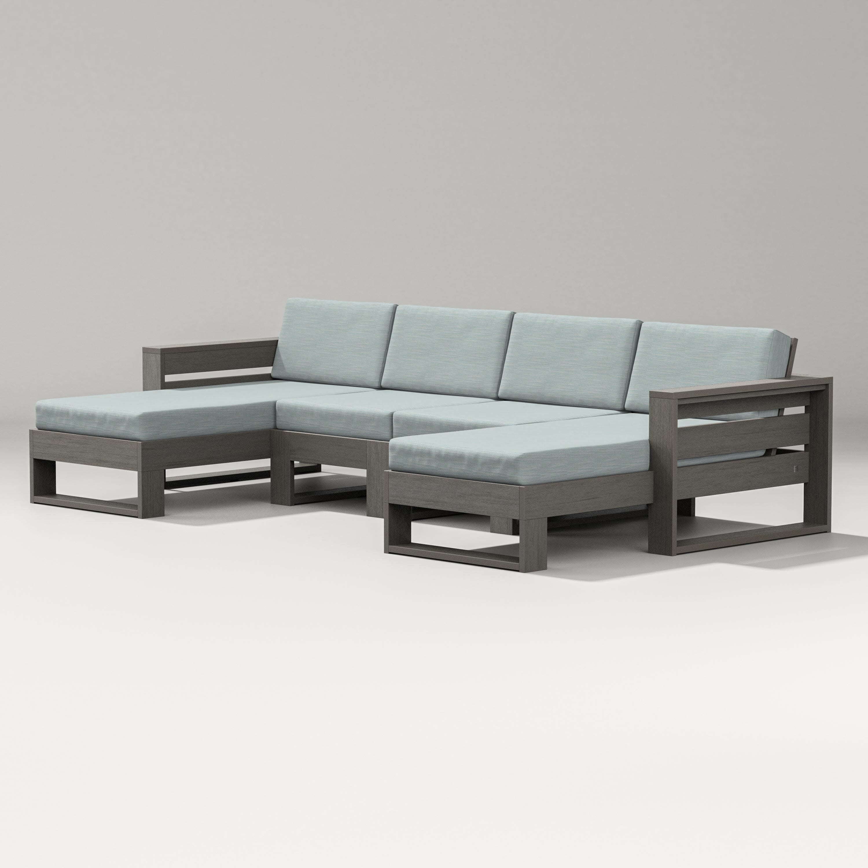 Latitude Double Chaise Sectional in Driftwood / Soothe Mist