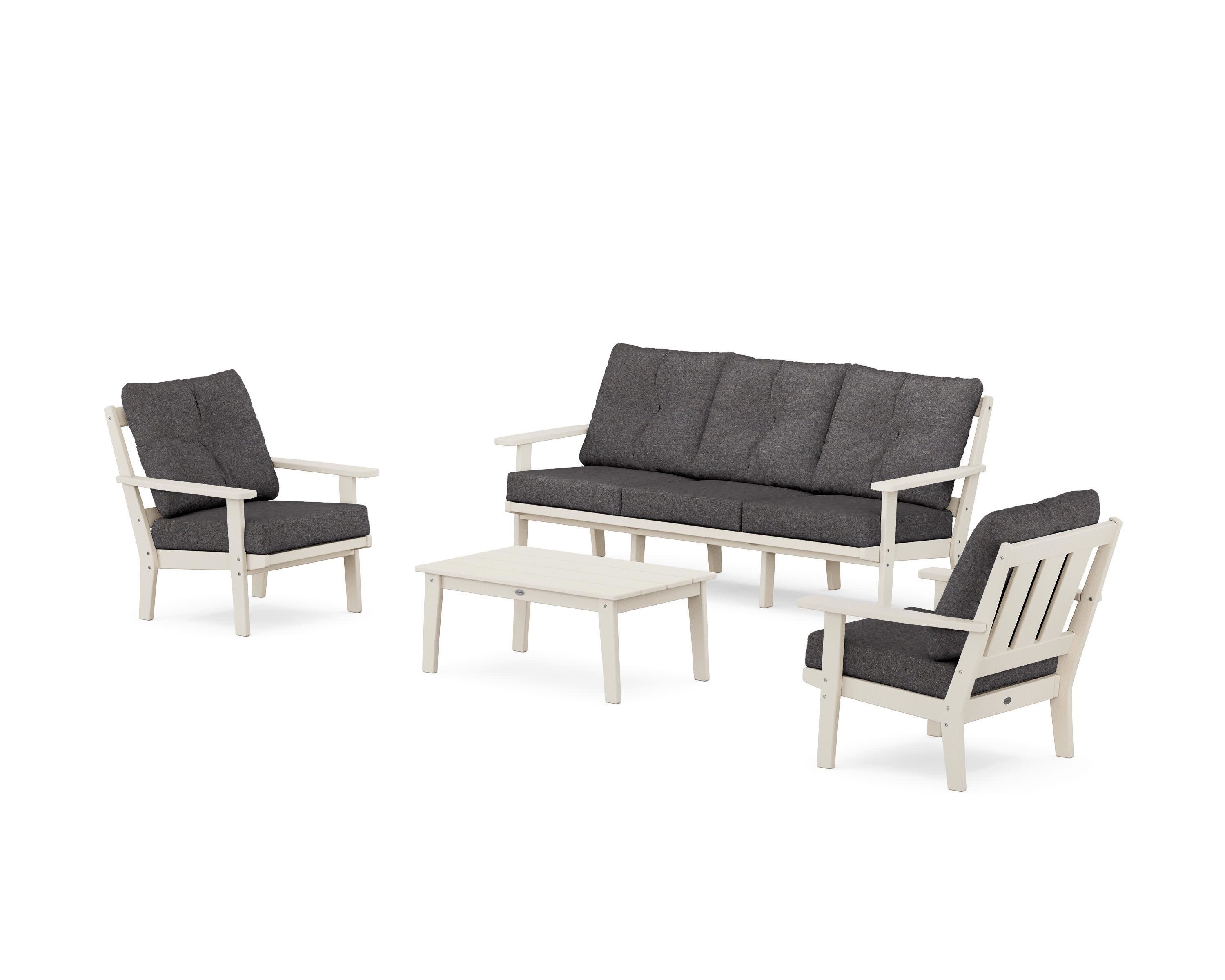 Oxford 4-Piece Deep Seating Set with Sofa in Sand / Ash Charcoal