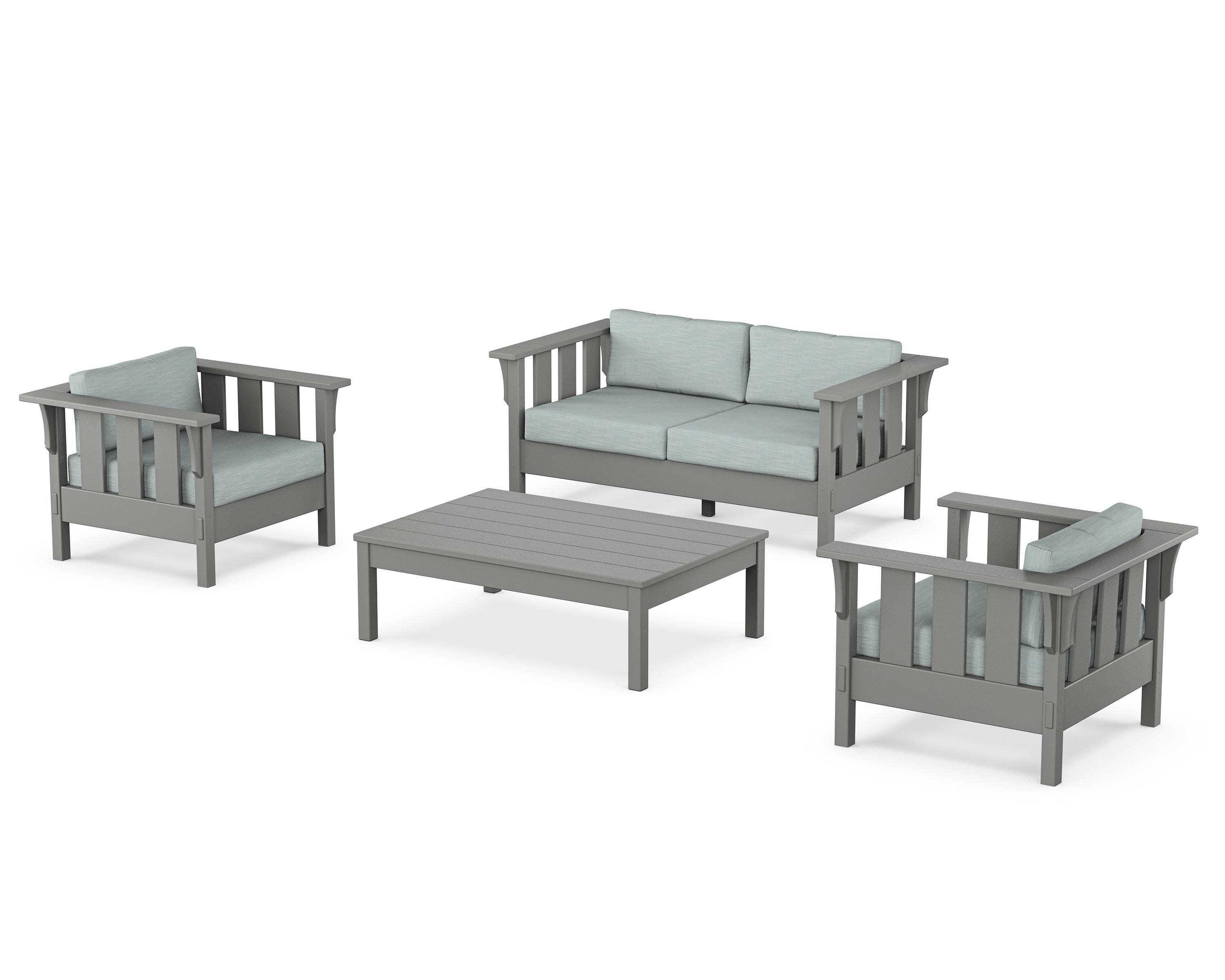 Acadia 4-Piece Deep Seating Set with Loveseat in Slate Grey / Soothe Mist