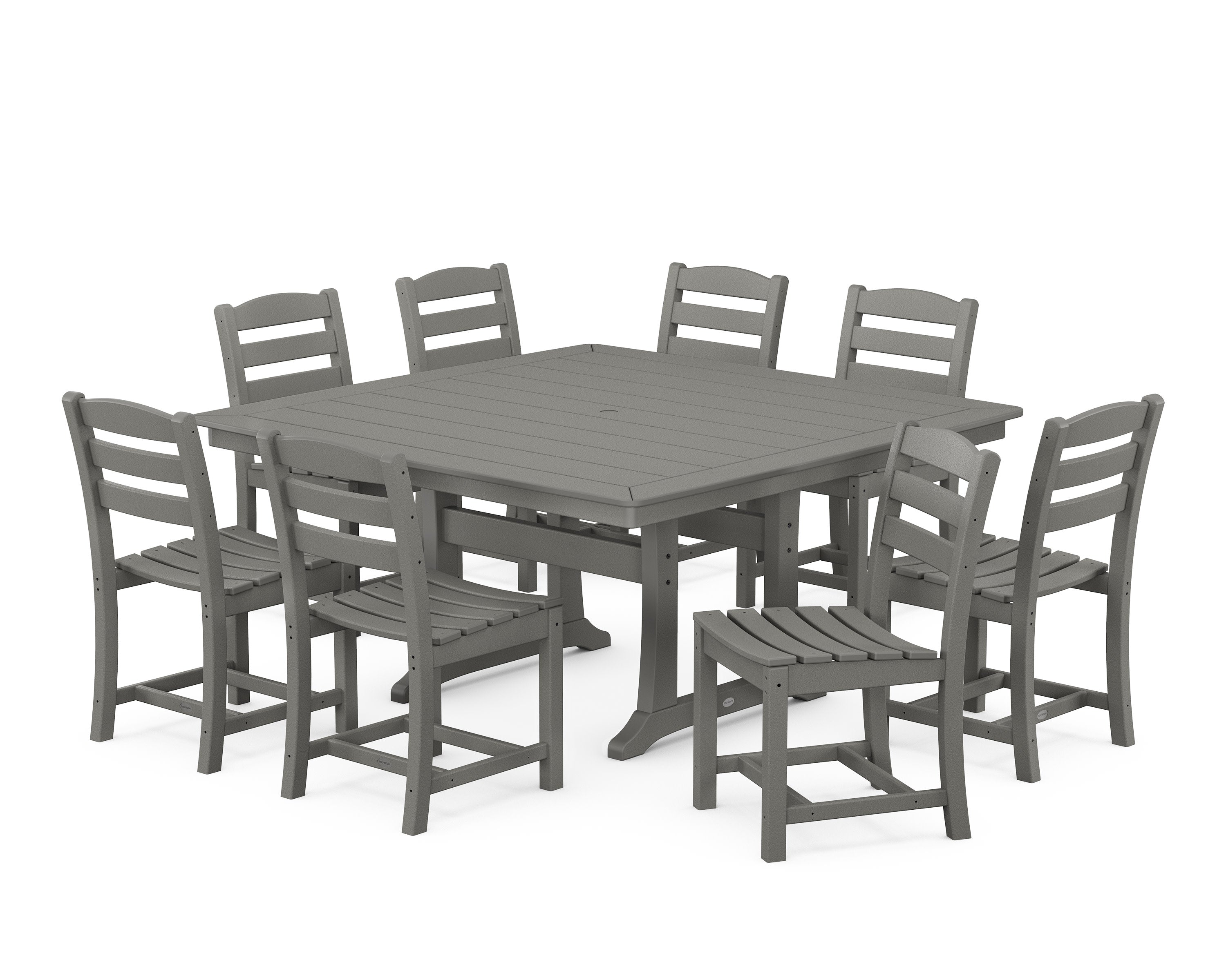 La Casa Caf 9-Piece Nautical Trestle Dining Set in Slate Grey