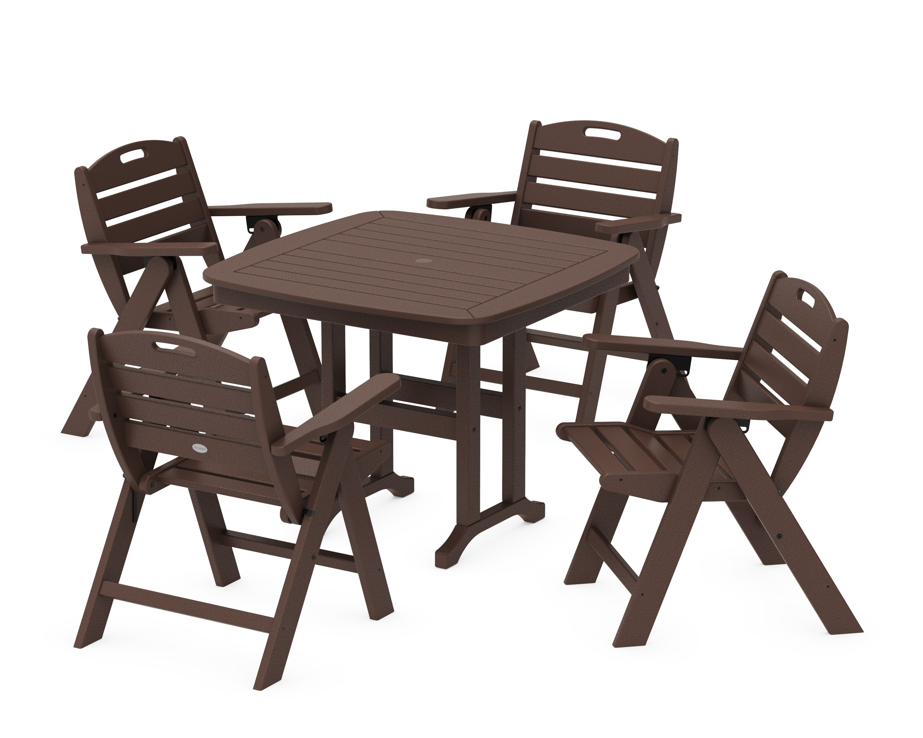 Nautical Folding Lowback Chair 5-Piece Dining Set in Mahogany