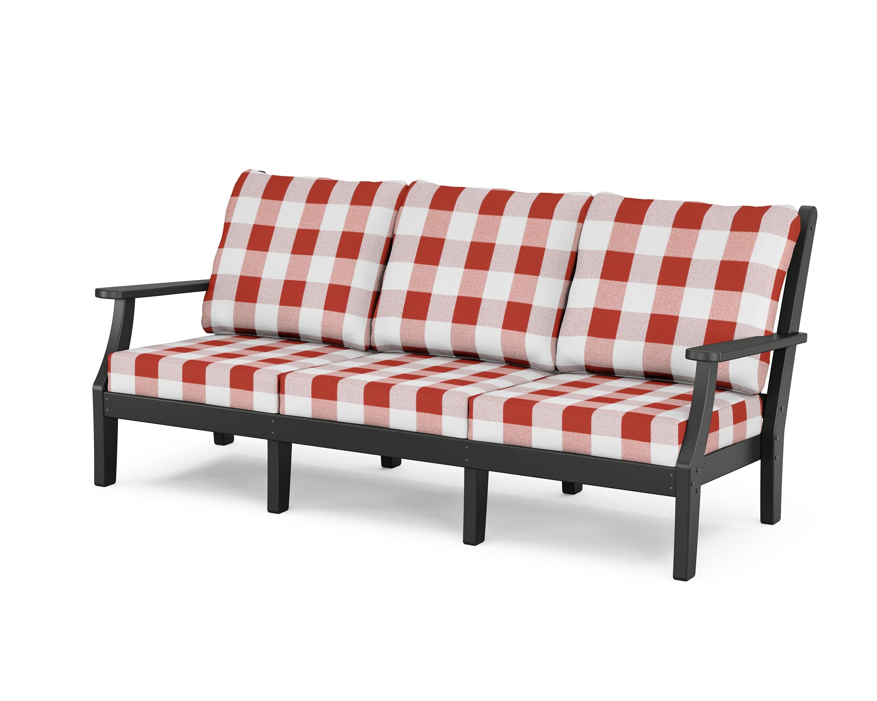 Wovendale Deep Seating Sofa in Black / Buffalo Plaid Crimson