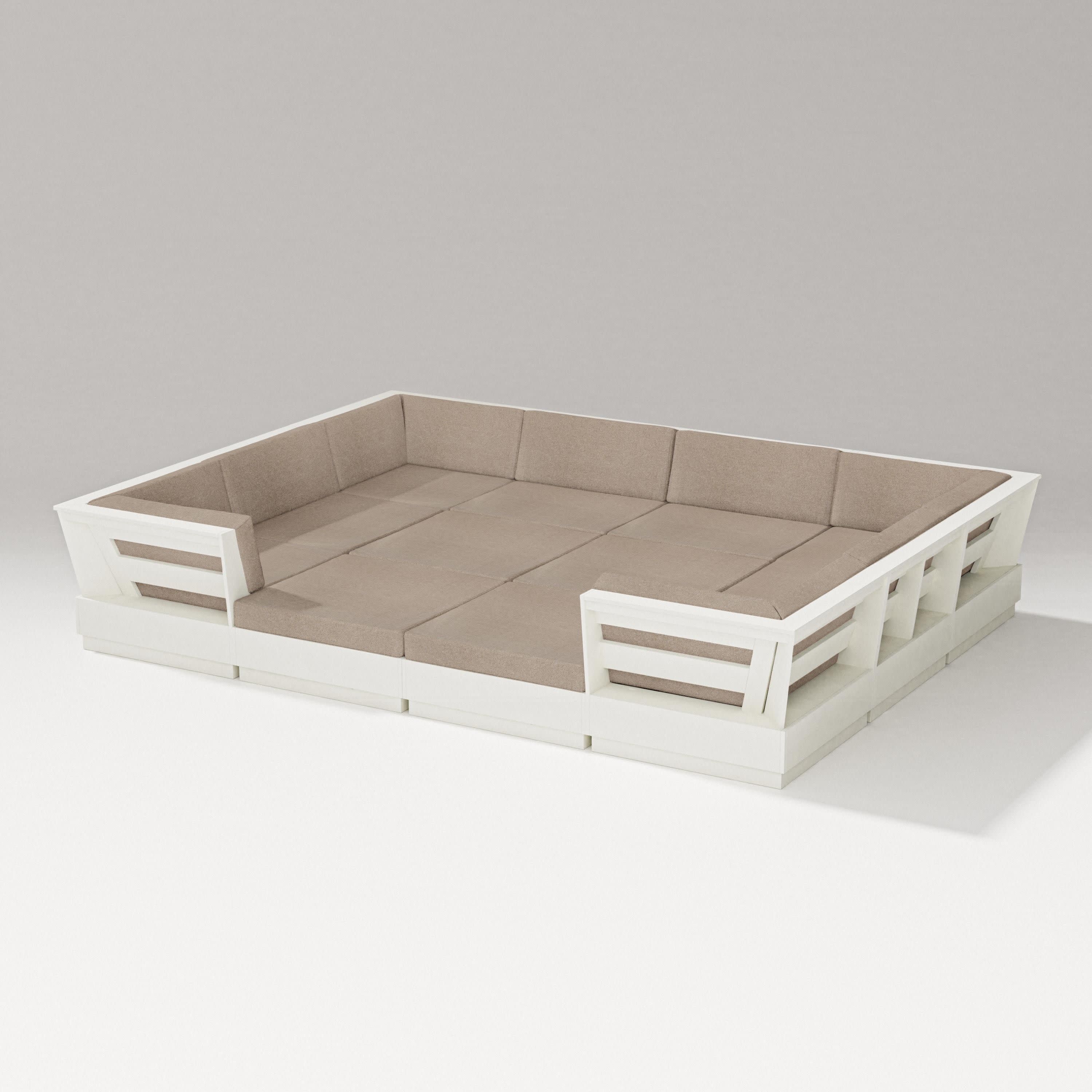 Elevate 12-Piece Pit Sectional in Vintage White / Spiced Burlap