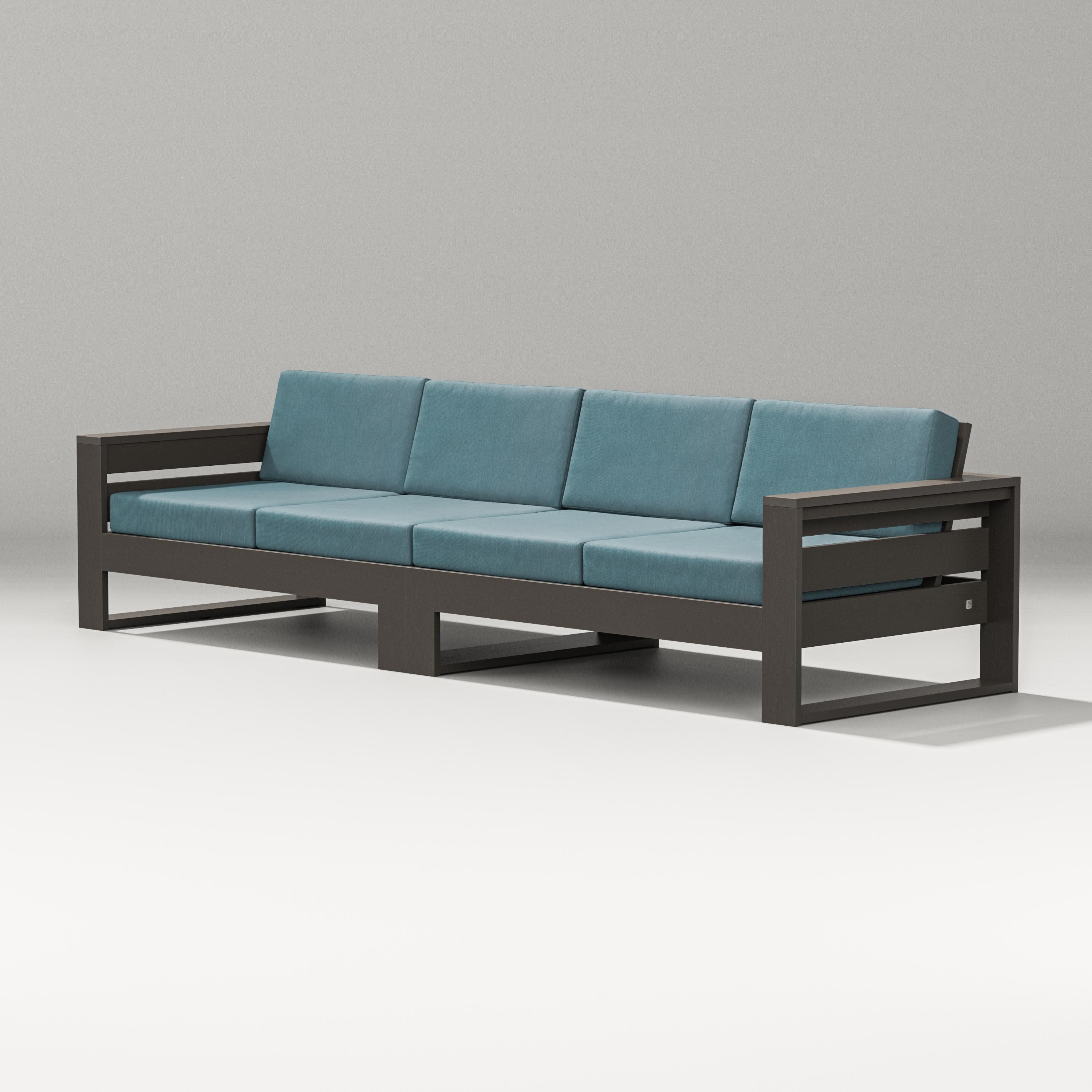 Latitude Straight Sectional in Vintage Coffee / Ocean Teal