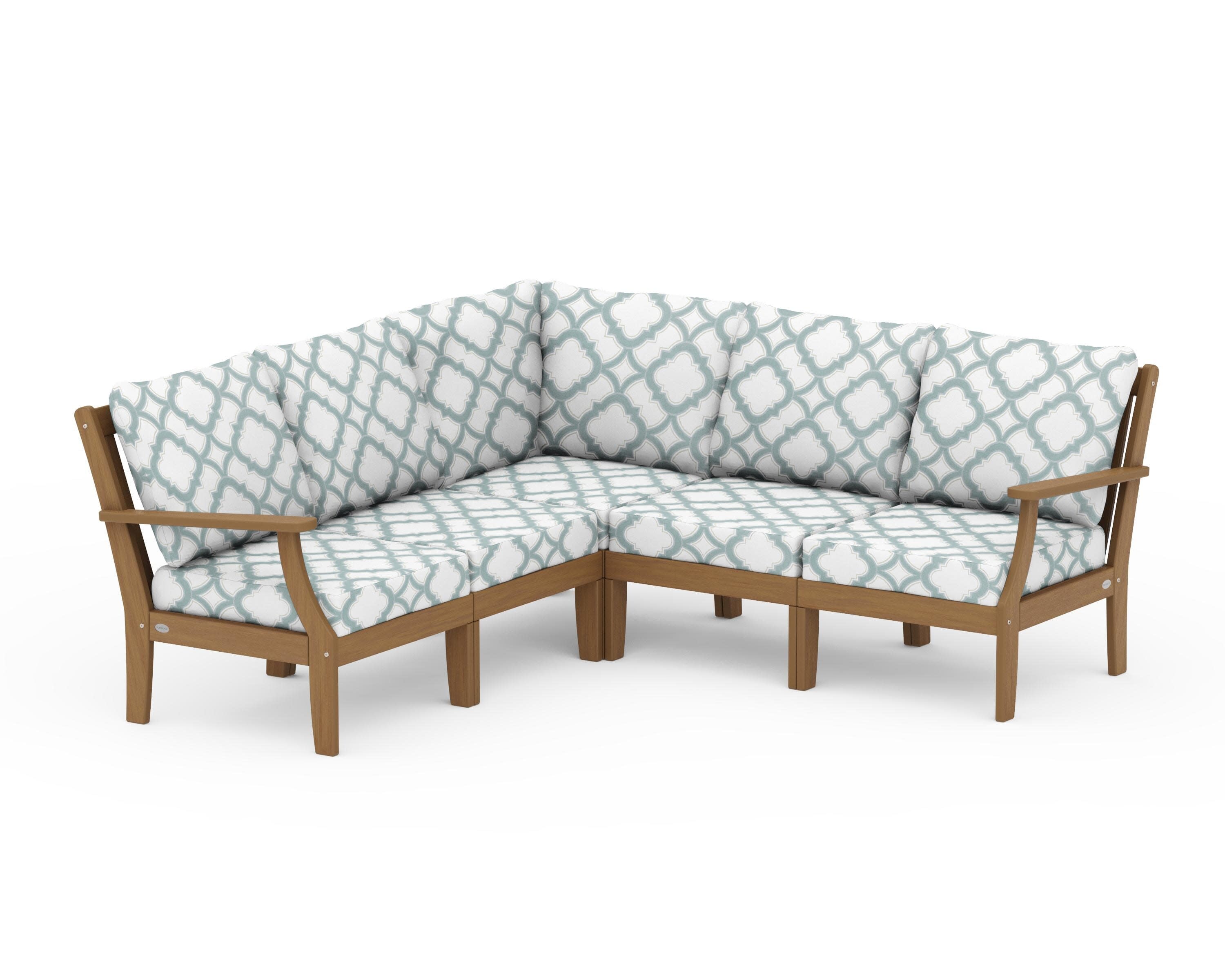 Braxton Modular 5-Piece Deep Seating Set in Natural / Trellis Glacier Spa