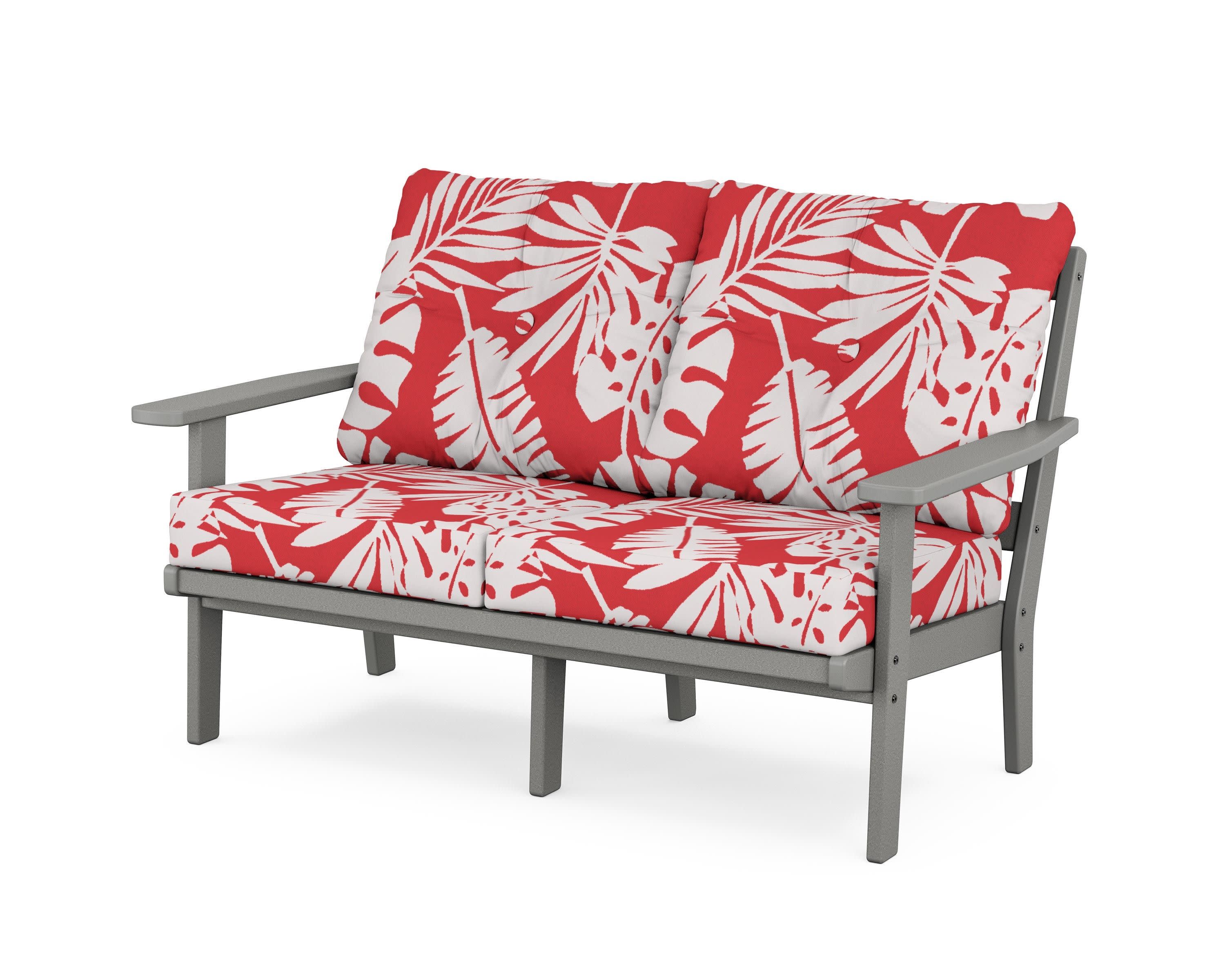 Oxford Deep SeatingLoveseat in Slate Grey / Leaf Crimson