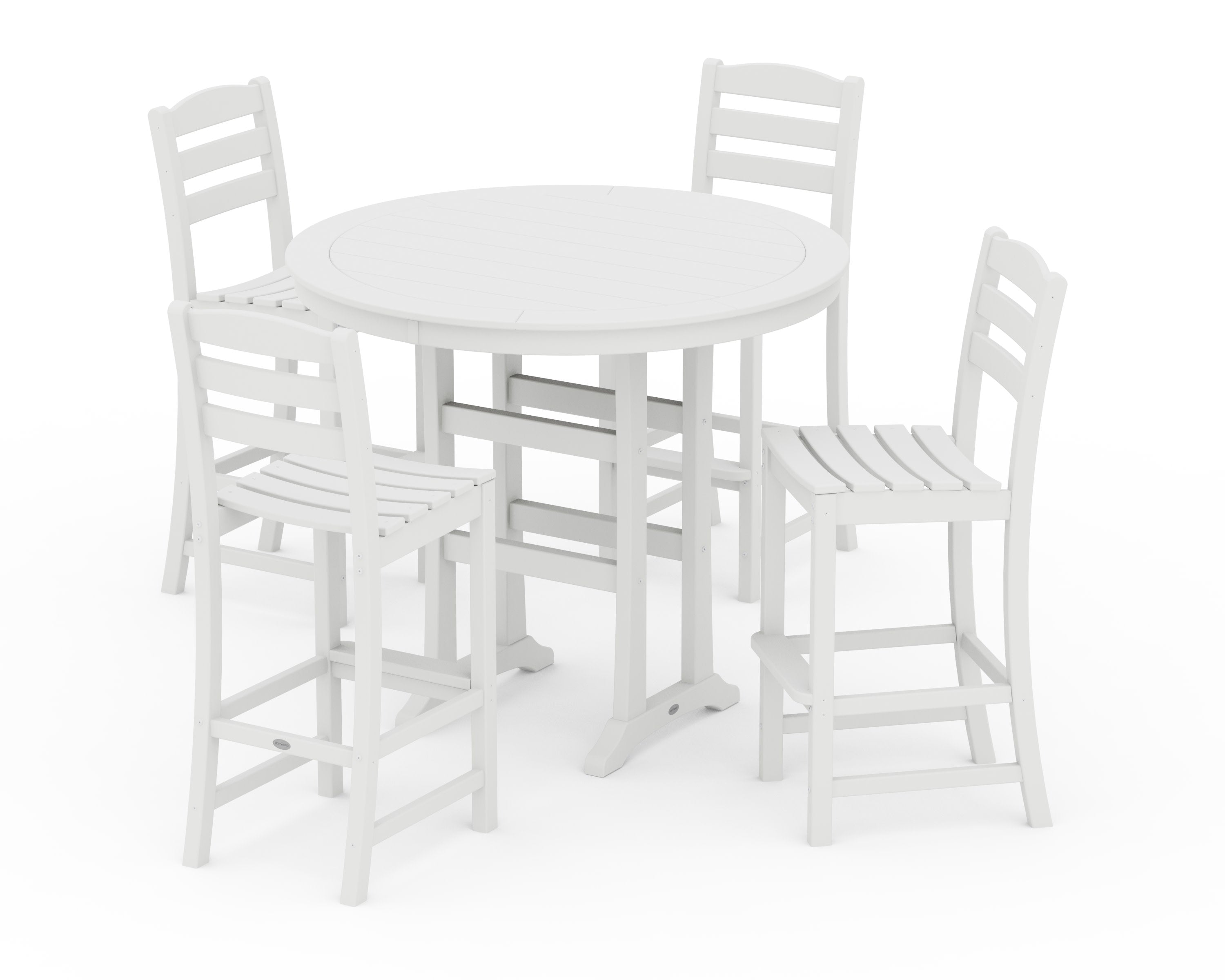 La Casa Caf 5-Piece Side Chair Bar Dining Set in White